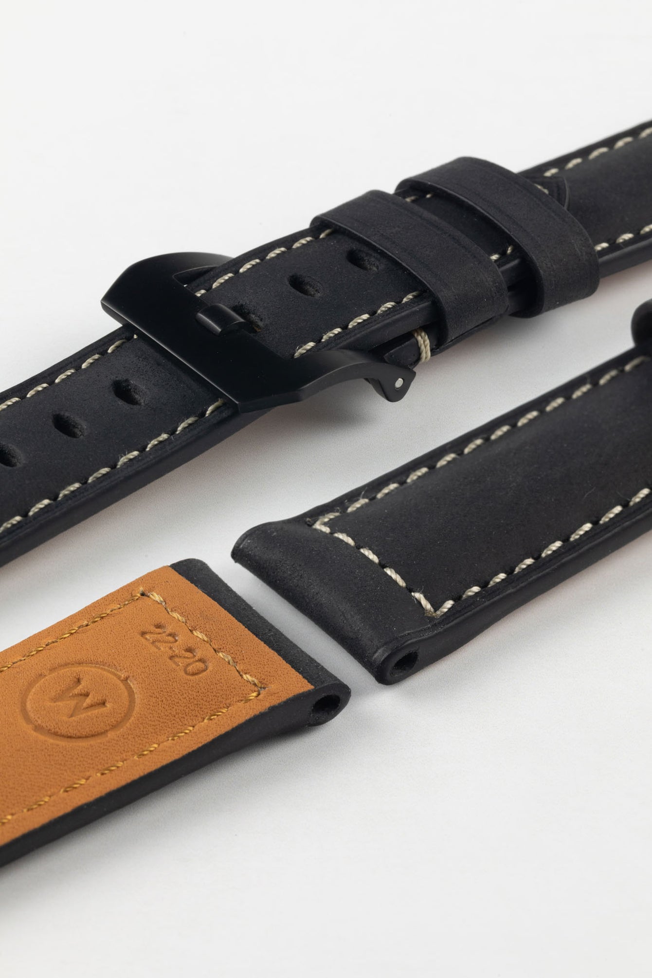 Padded Crazy Horse Watch Strap in BLACK