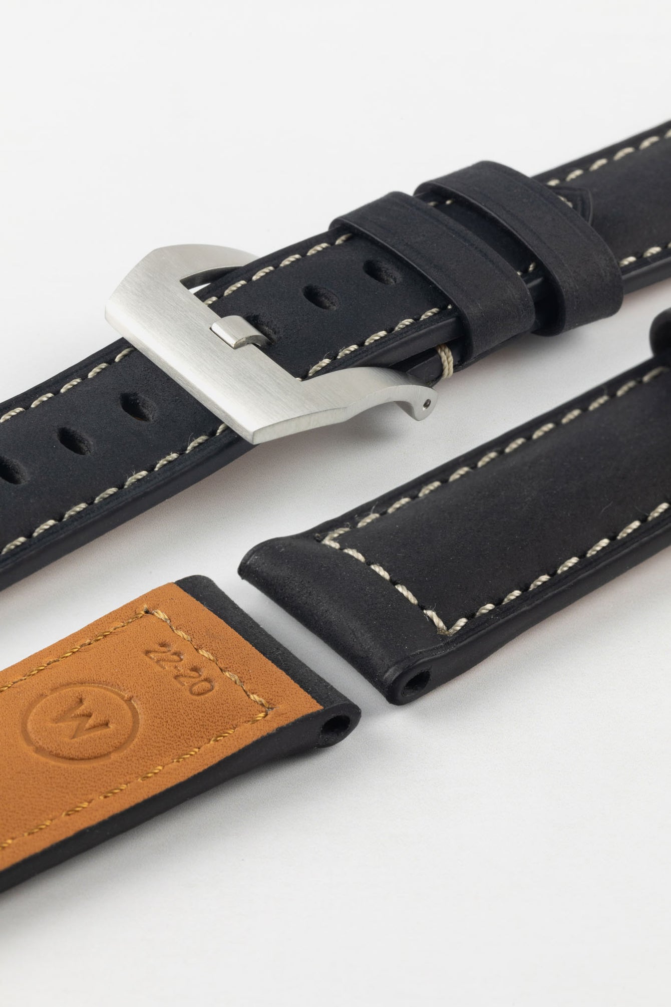 Padded Crazy Horse Watch Strap in BLACK