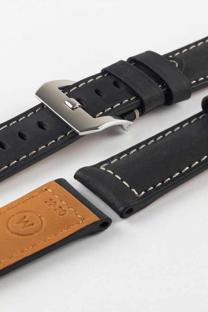 Padded Crazy Horse Watch Strap in BLACK