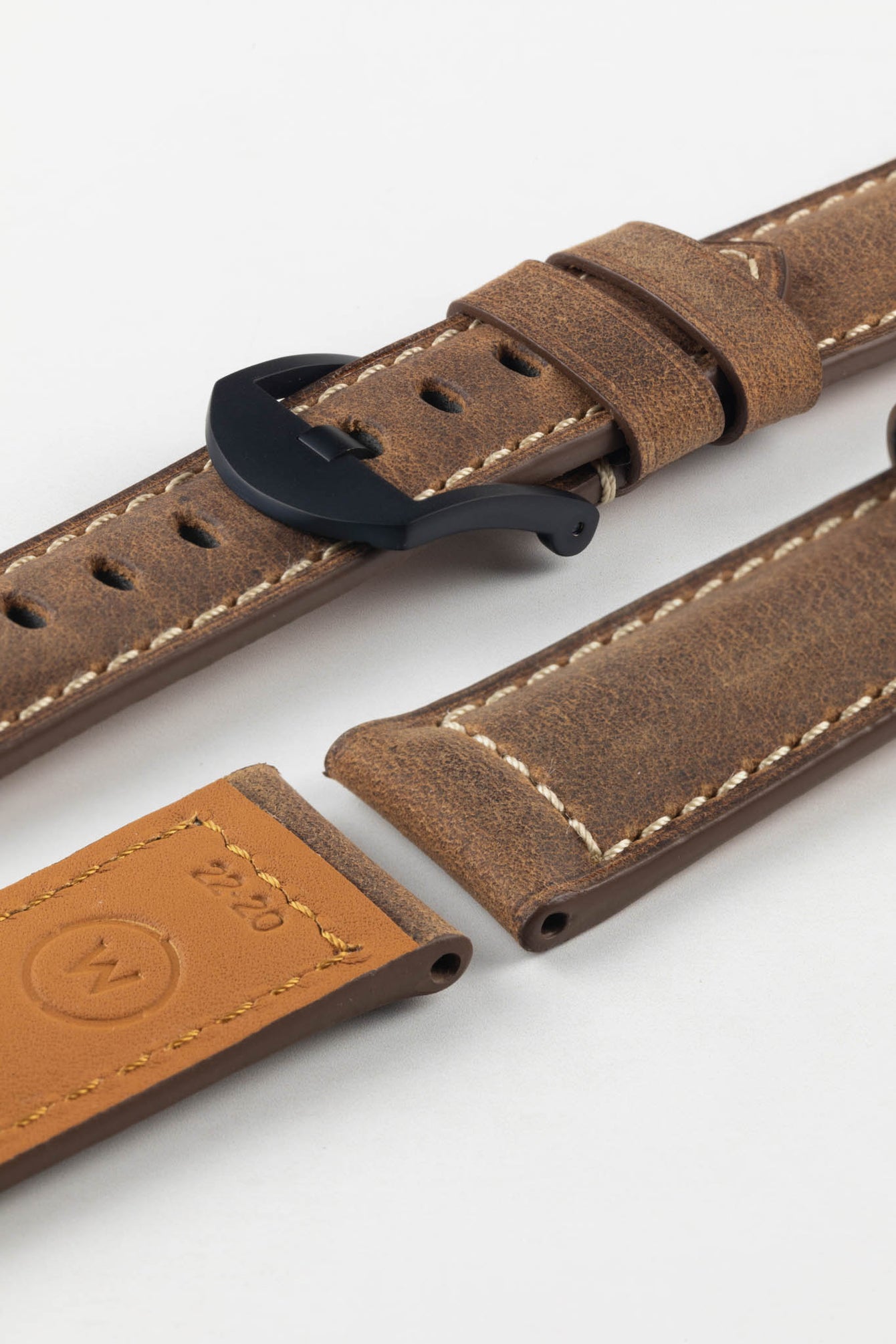 Padded Crazy Horse Watch Strap in BROWN