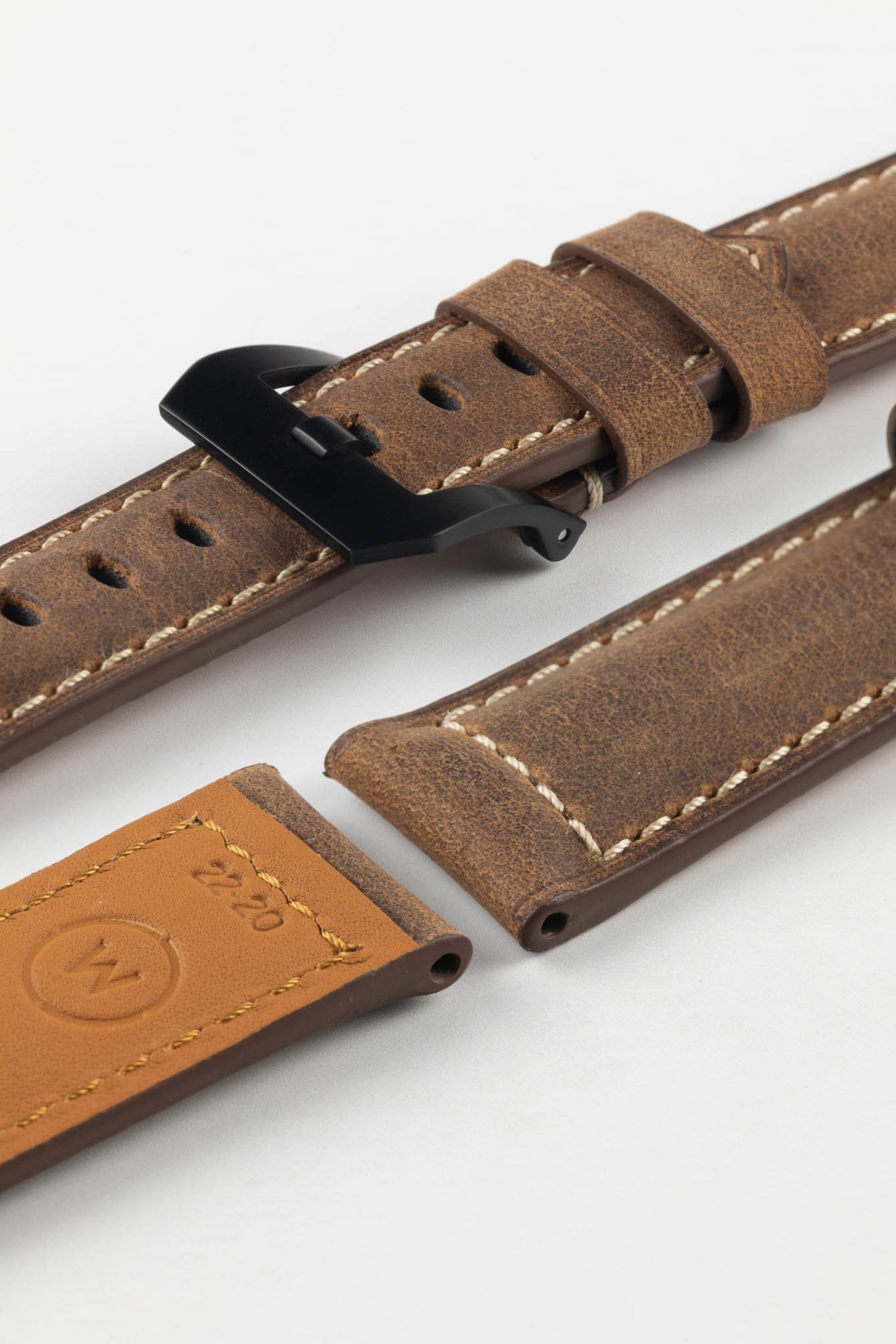 Padded Crazy Horse Watch Strap in BROWN