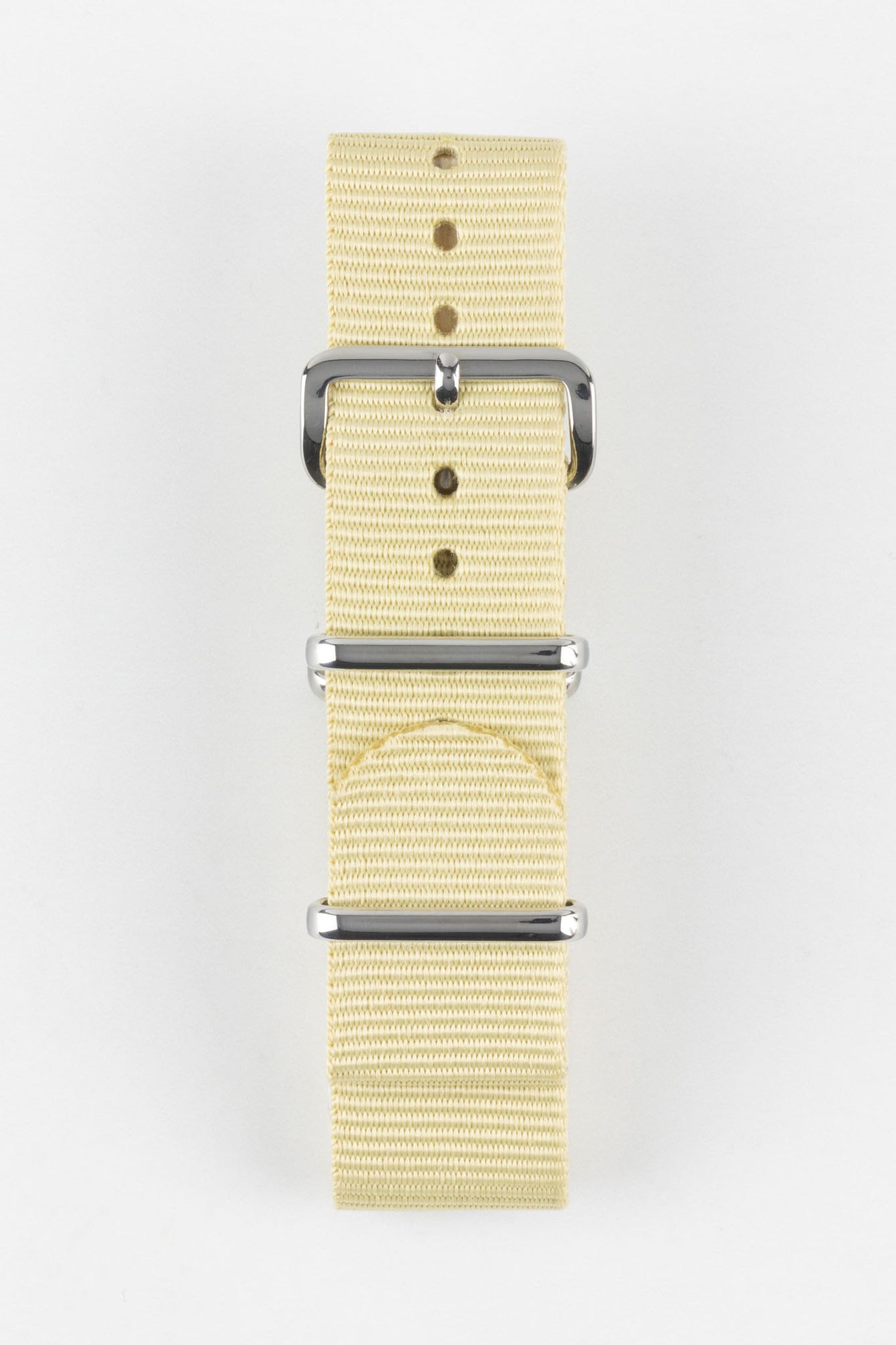 Nylon Watch Strap in BEIGE with Polished Buckle and Keepers