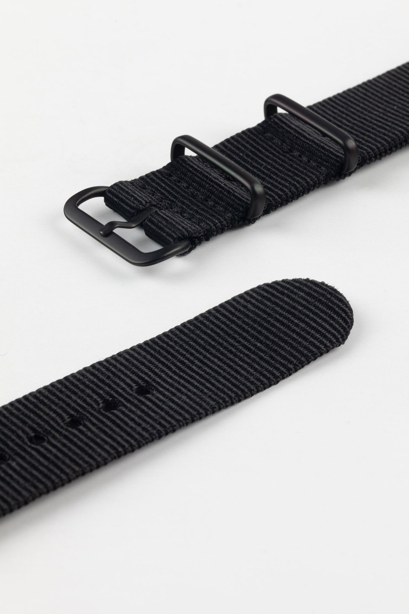 Nylon Watch Strap in BLACK with PVD Buckle and Keepers