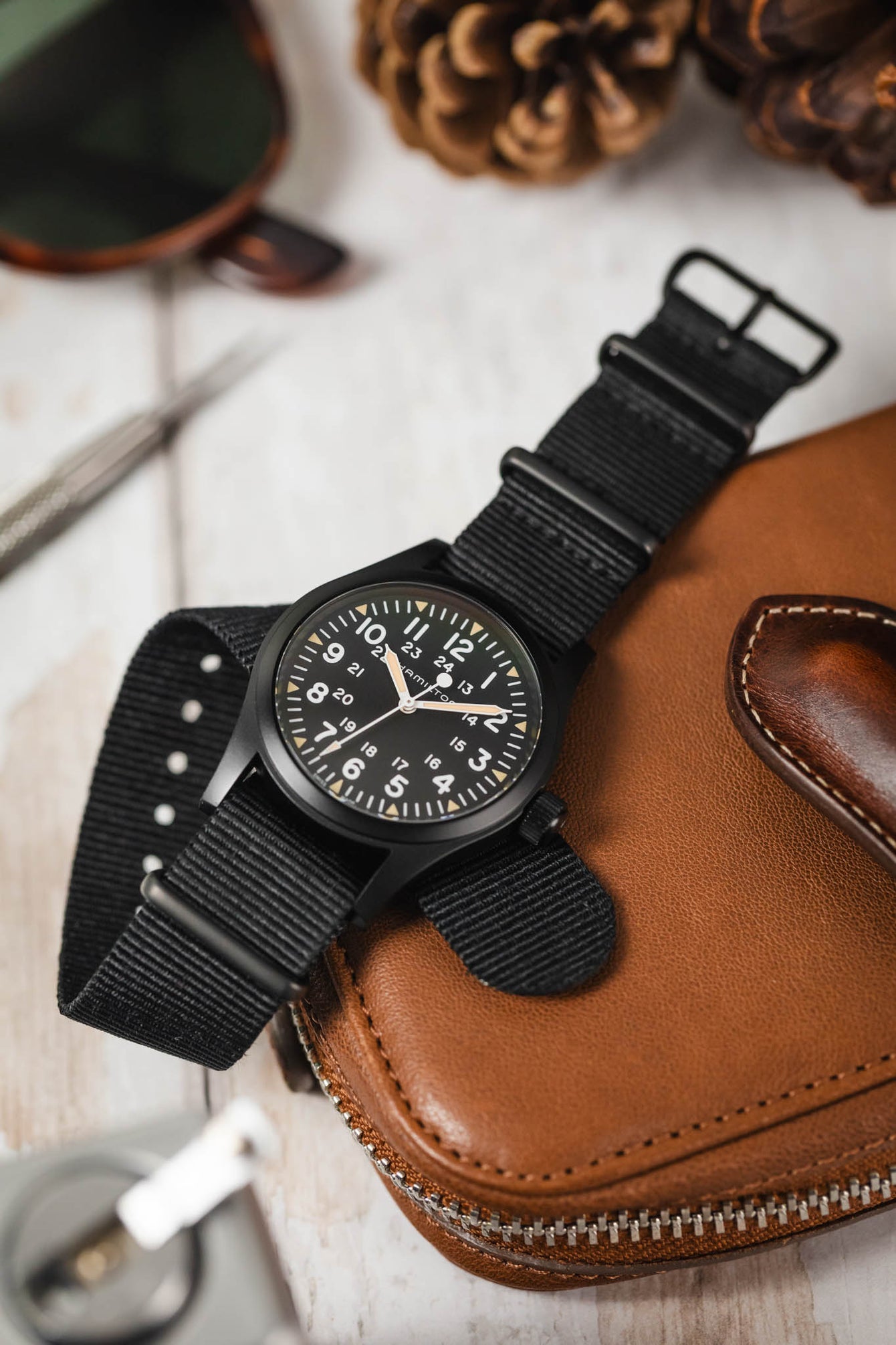 Nylon Watch Strap in BLACK with PVD Buckle and Keepers