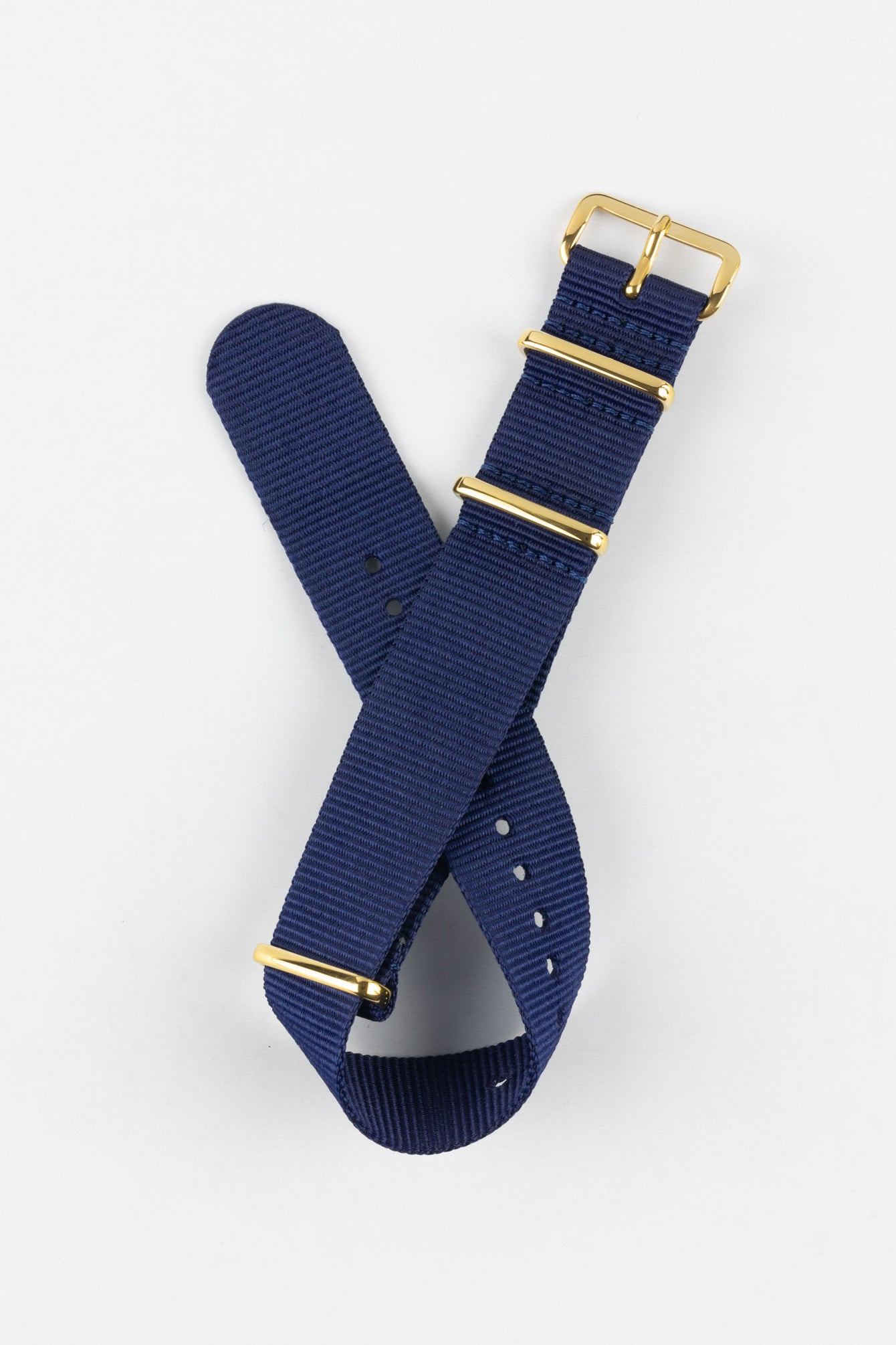 Nylon Watch Strap in BLUE with Gold Buckle and Keepers