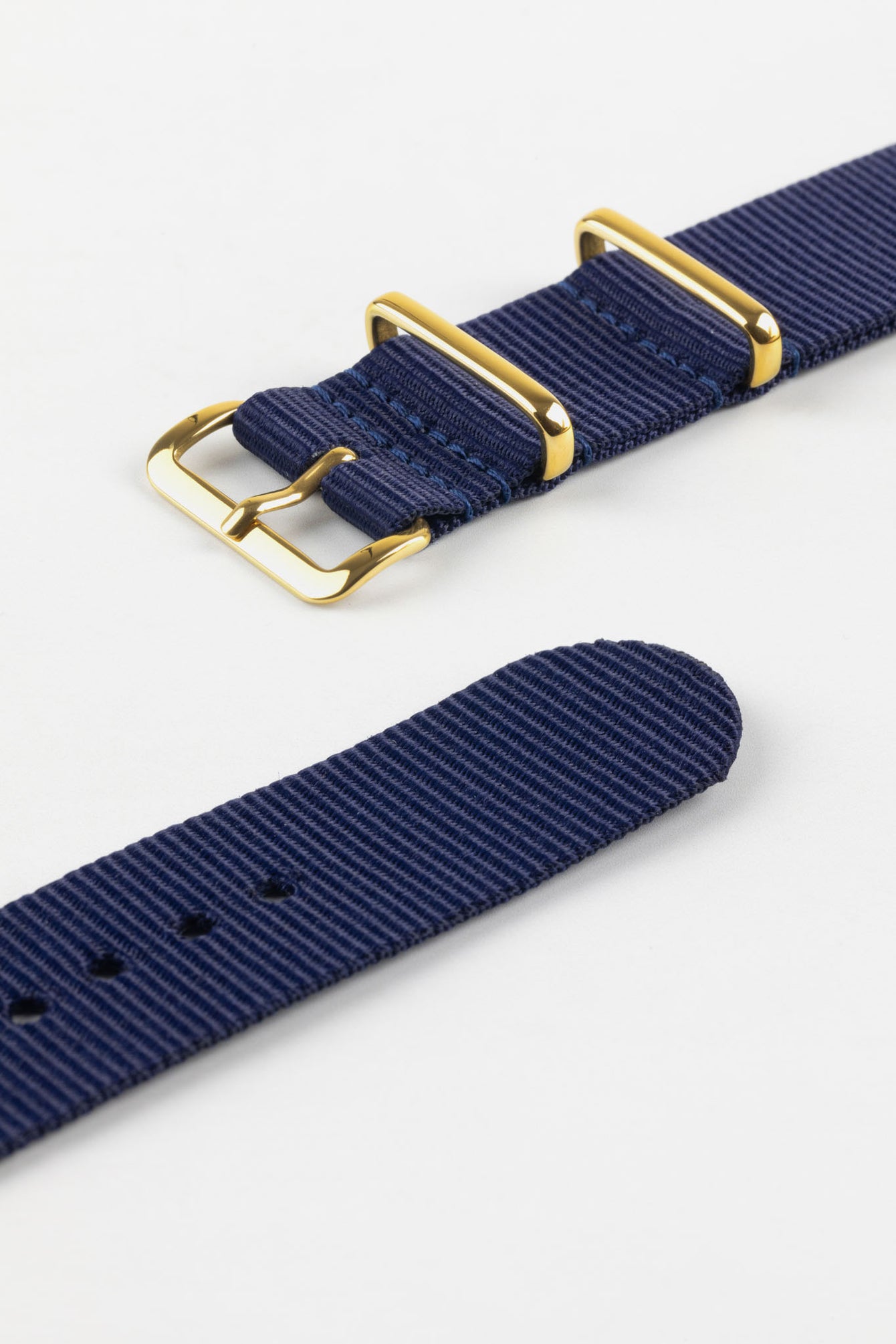 Nylon Watch Strap in BLUE with Gold Buckle and Keepers