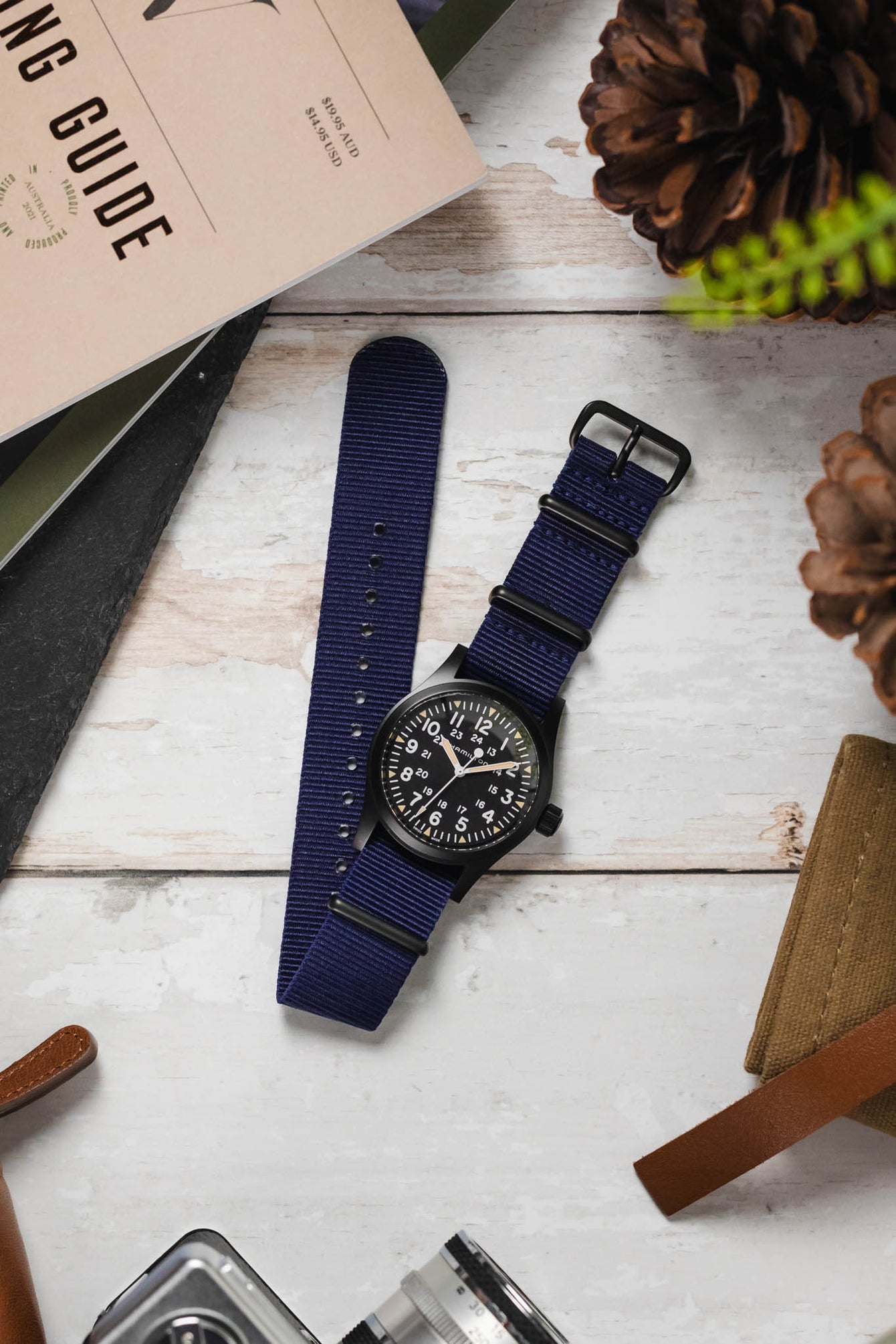 Nylon Watch Strap in BLUE with PVD Buckle and Keepers