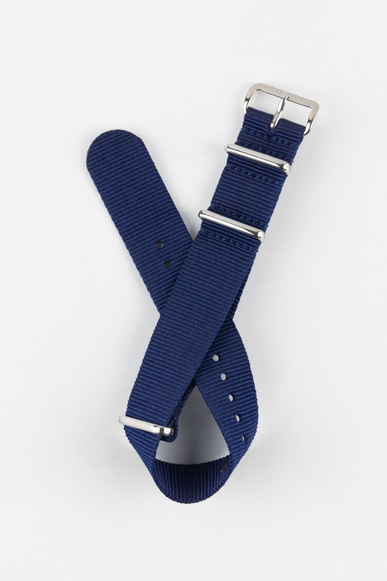 Nylon Watch Strap in BLUE with Polished Buckle and Keepers