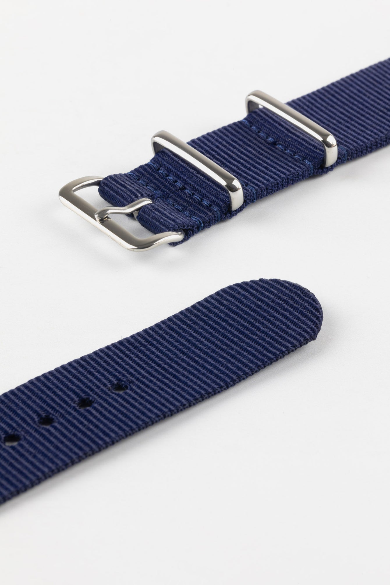 Nylon Watch Strap in BLUE with Polished Buckle and Keepers