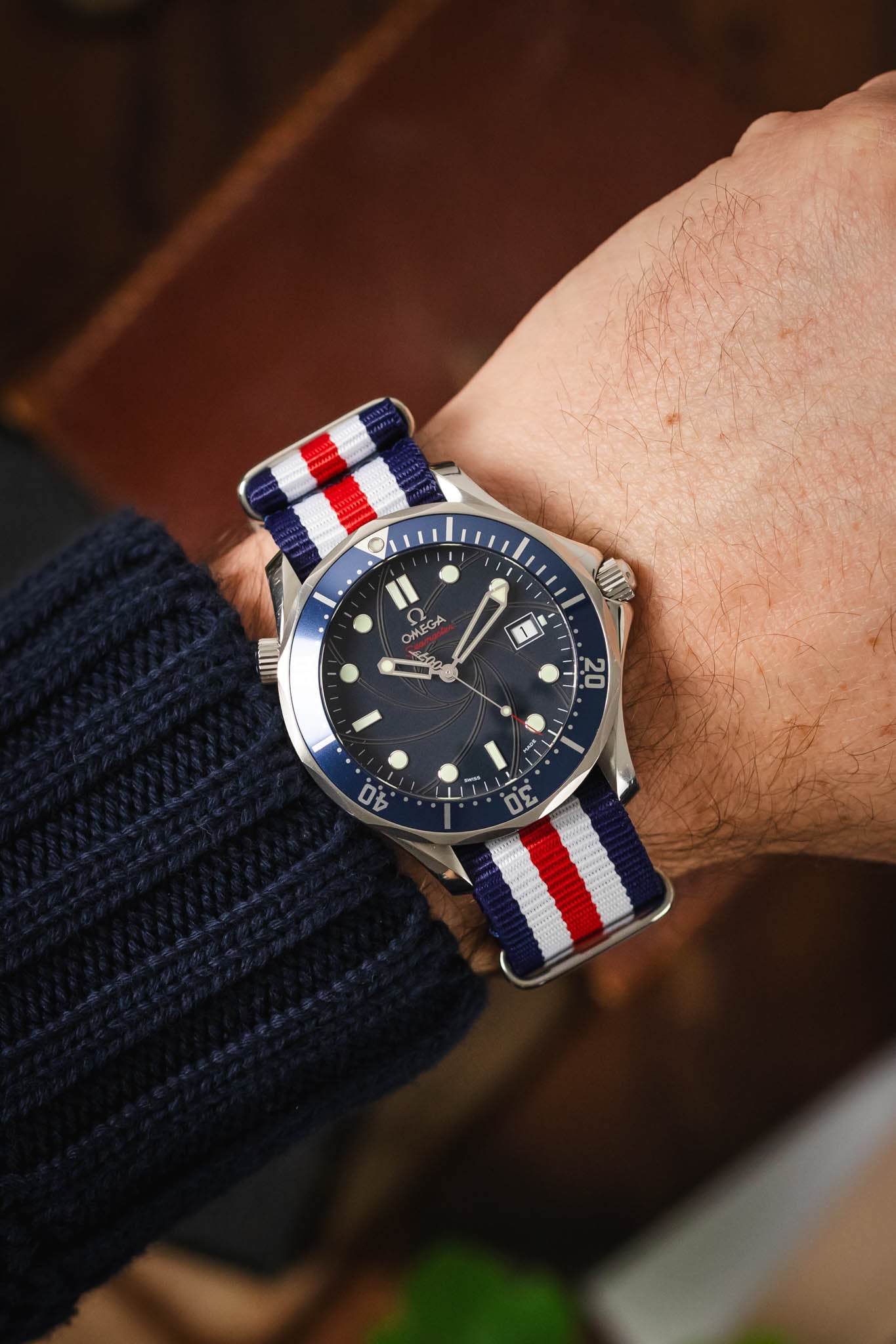 Red white and hot sale blue nato strap