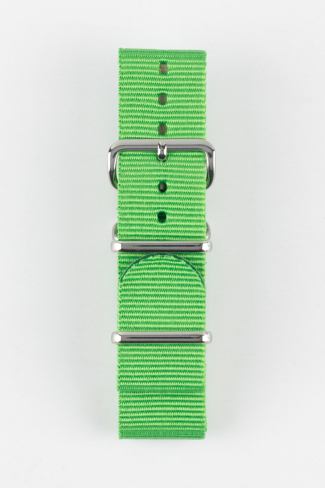 Nylon Watch Strap in BRIGHT GREEN with Polished Buckle and Keepers