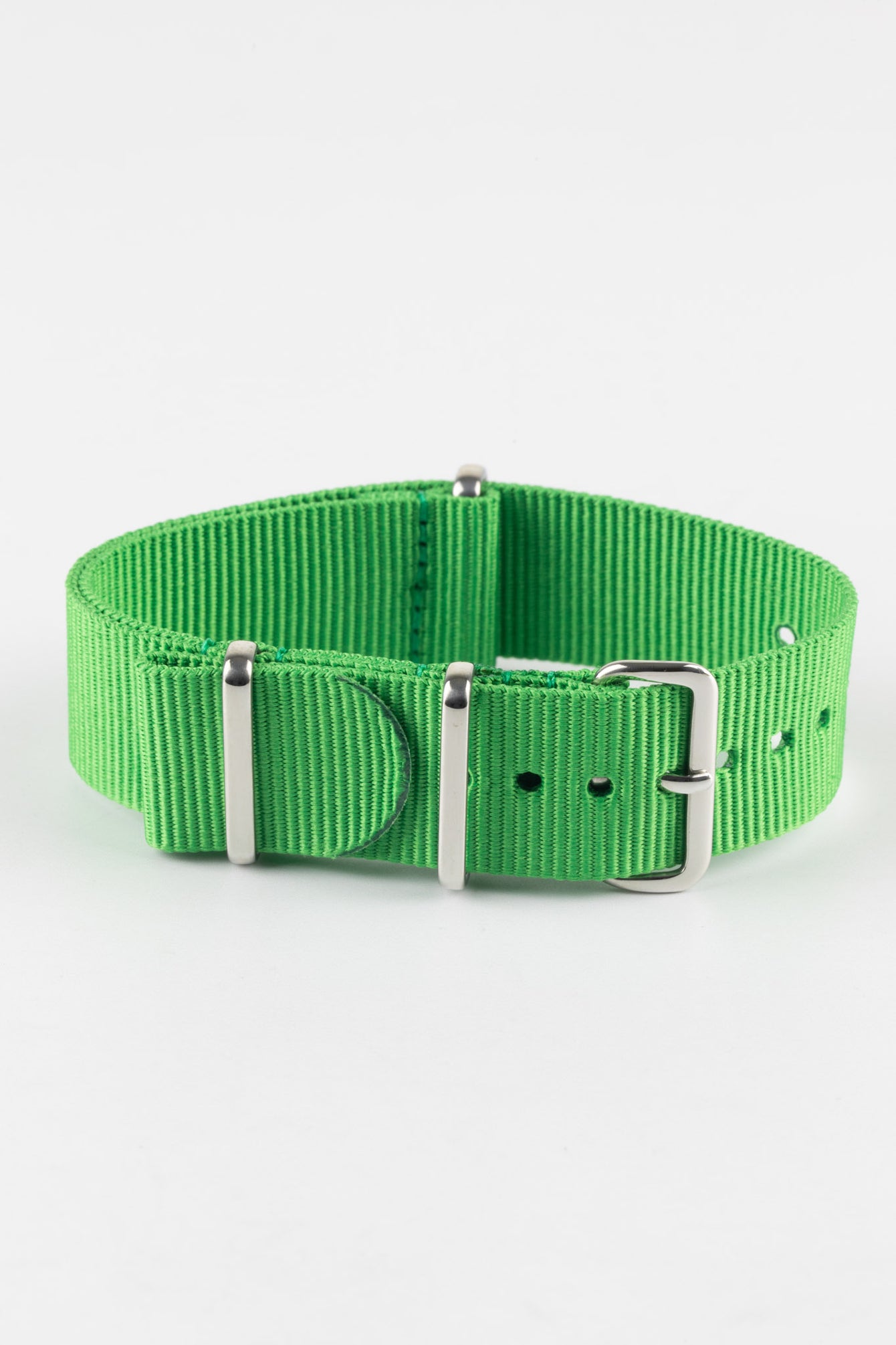 Nylon Watch Strap in BRIGHT GREEN with Polished Buckle and Keepers