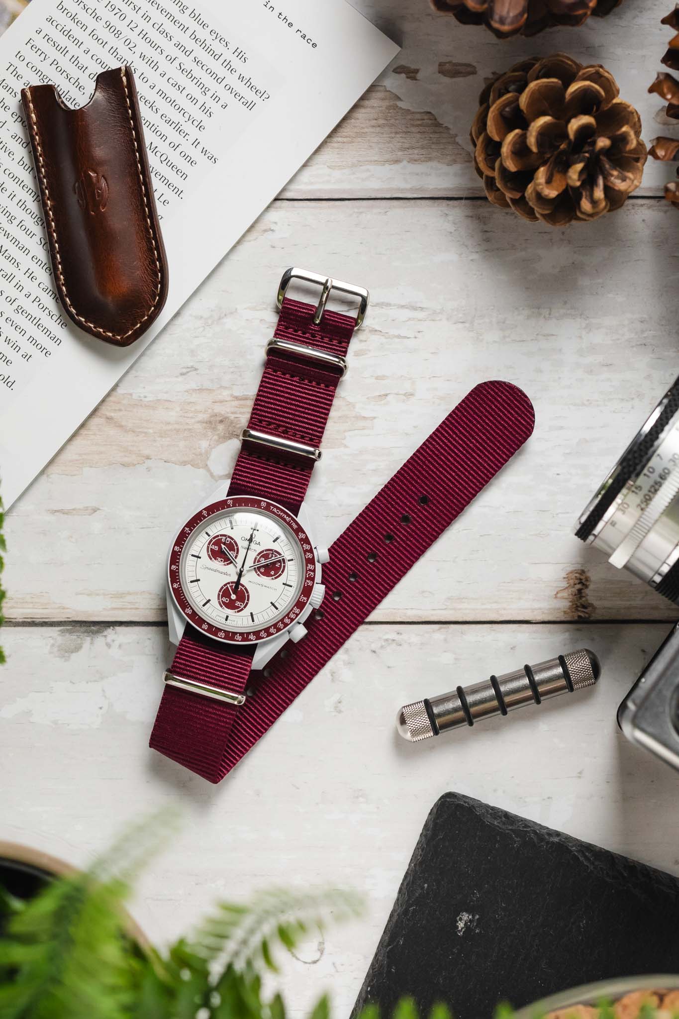 Burgundy Nylon Strap Watch Straps WatchObsession UK Watch Obsession