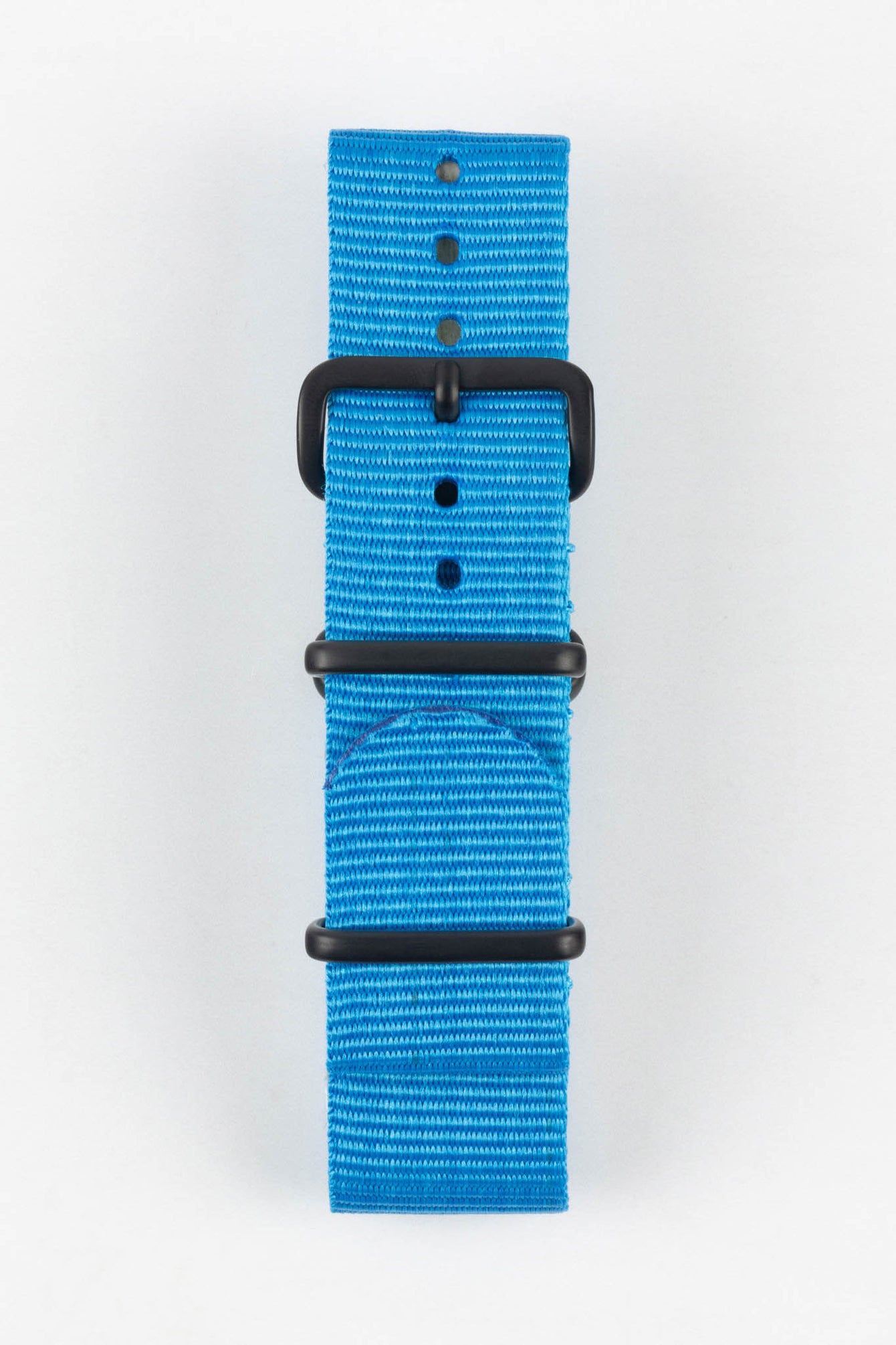 Nylon Watch Strap in CAPRI BLUE with Black PVD Buckle and Keepers