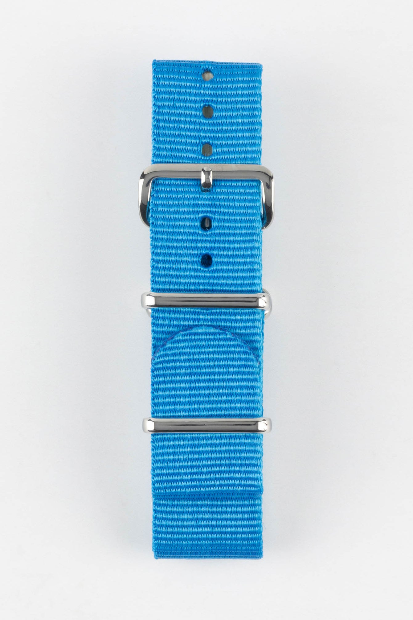 Nylon Watch Strap in CAPRI BLUE with Polished Buckle and Keepers