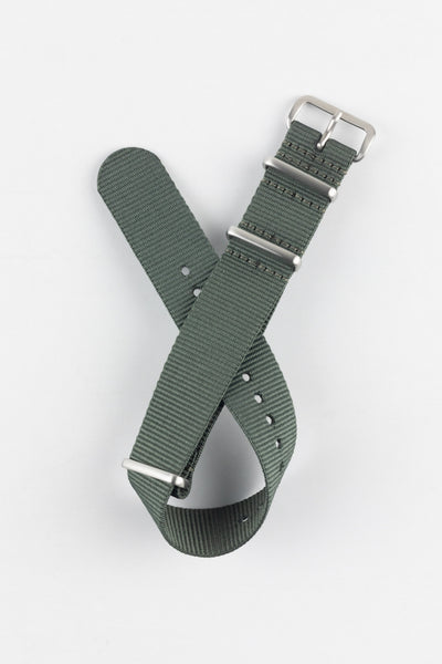 Nylon Watch Strap in DARK GREY with Brushed Buckle & Keepers