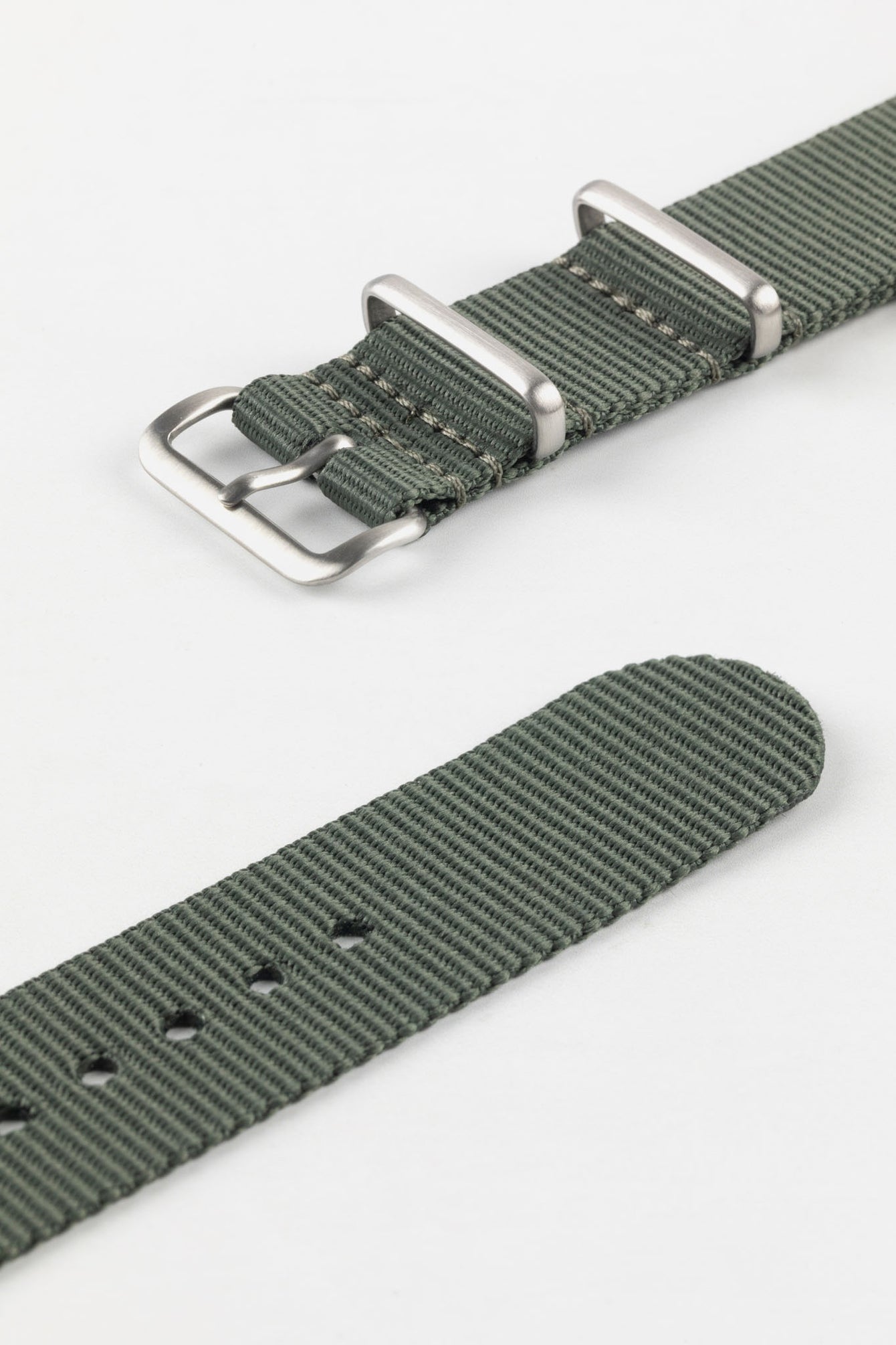 Nylon Watch Strap in DARK GREY with Brushed Buckle & Keepers