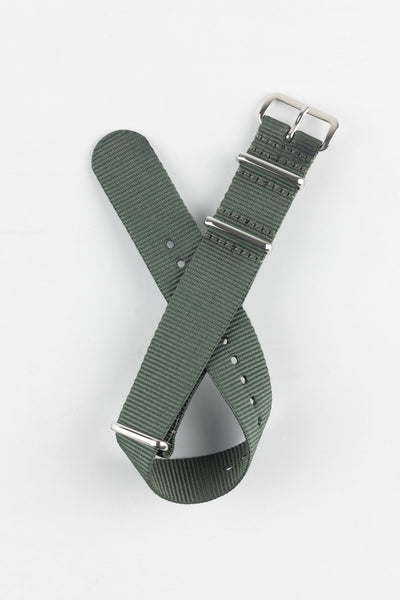 Nylon Watch Strap in DARK GREY with Polished Buckle & Keepers