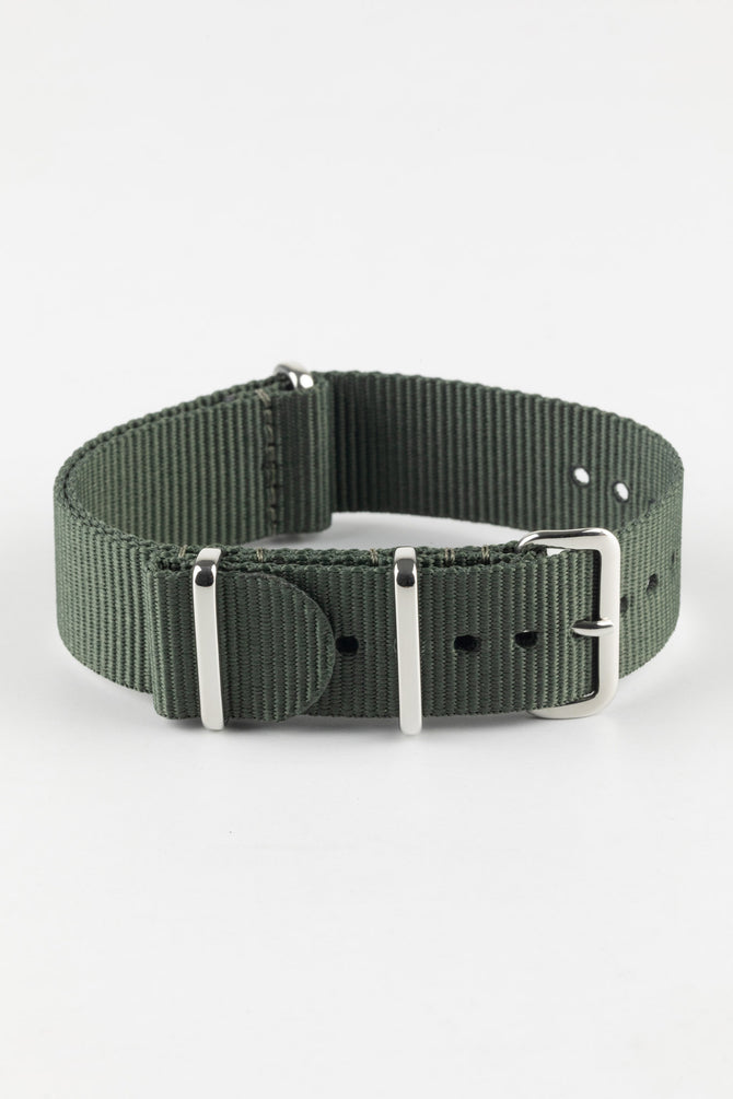 Nylon Watch Strap in DARK GREY with Polished Buckle & Keepers