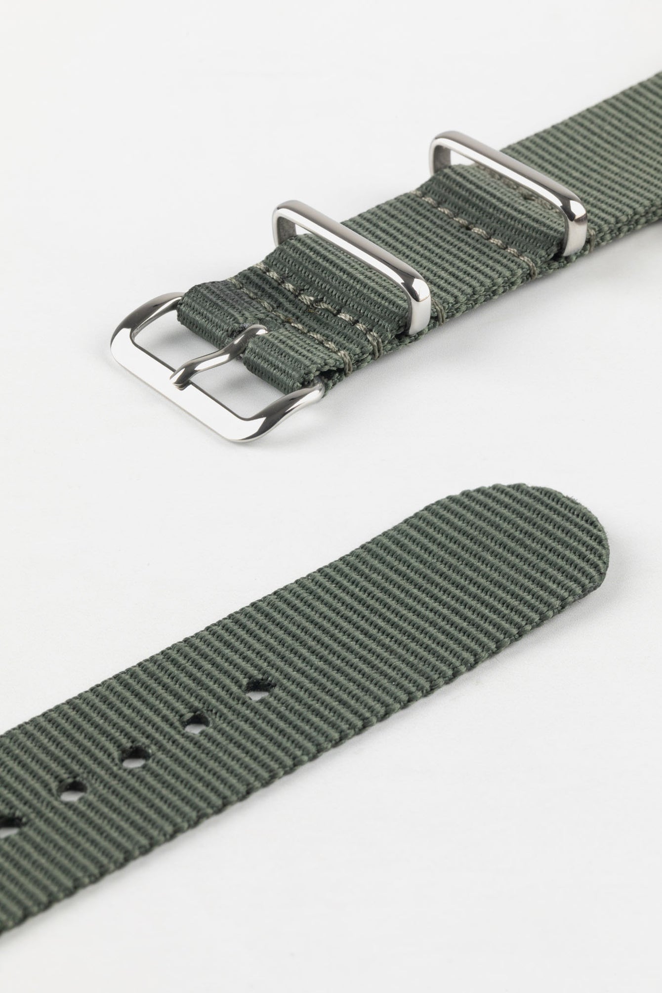 Nylon Watch Strap in DARK GREY with Polished Buckle & Keepers