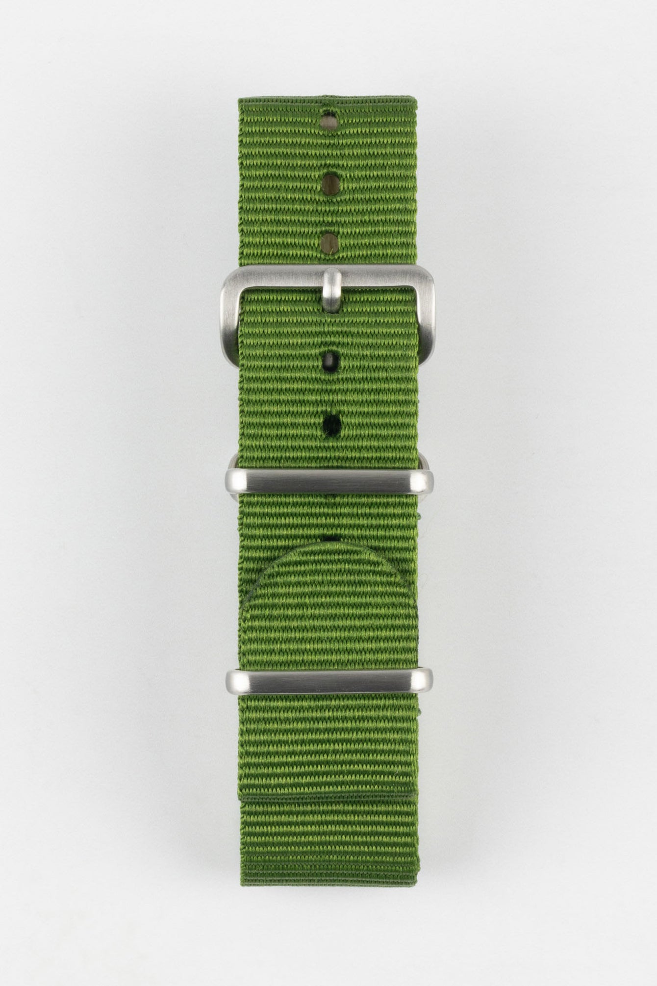 Nylon Watch Strap in GREEN with Brushed Buckle and Keepers