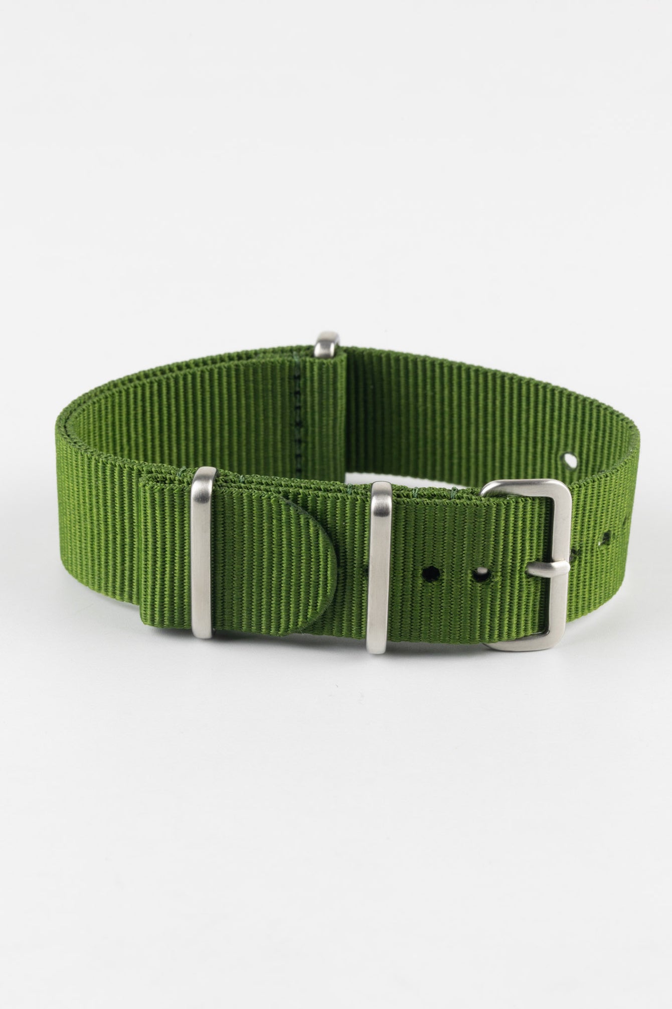 Nylon Watch Strap in GREEN with Brushed Buckle and Keepers