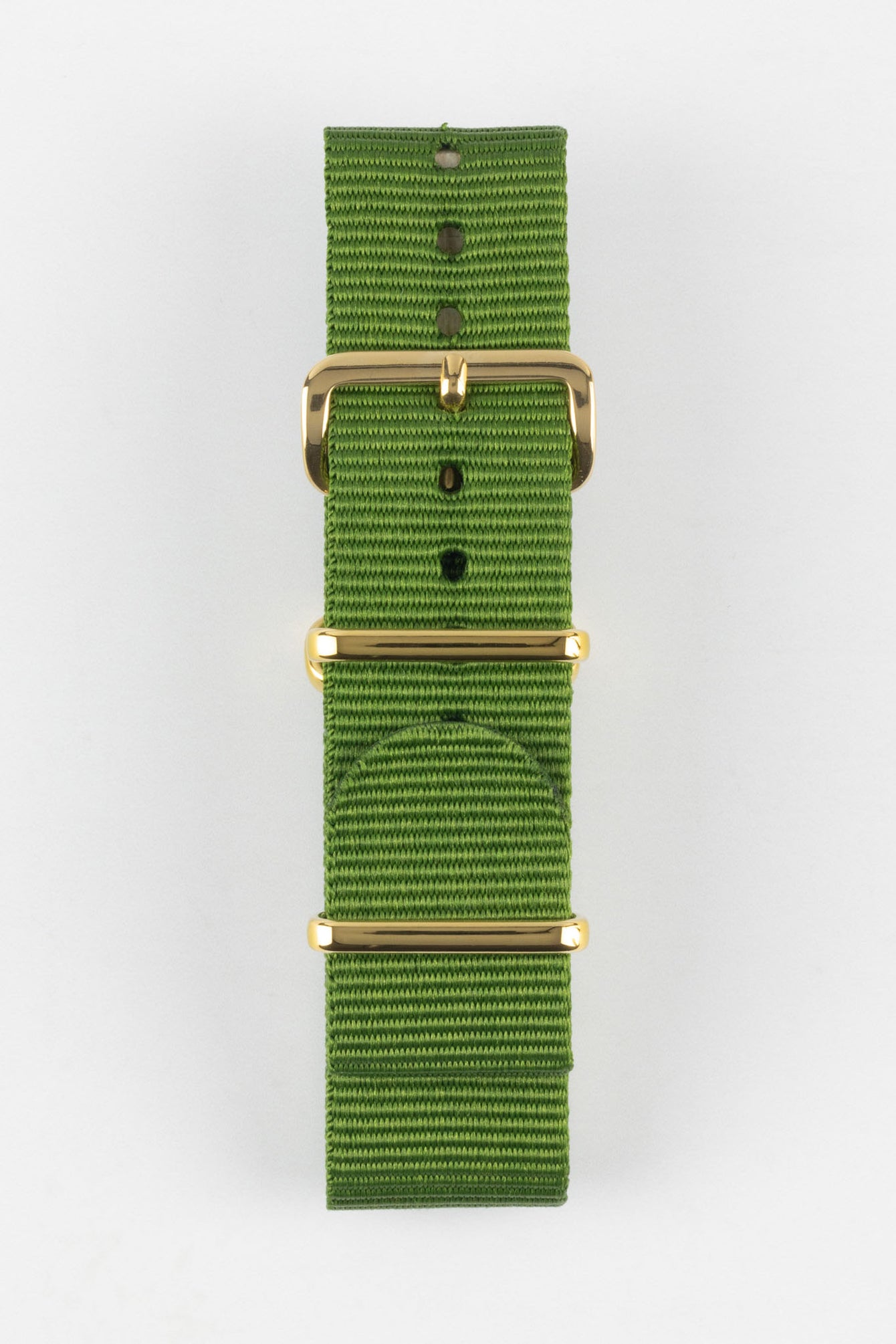 Nylon Watch Strap in GREEN with Gold Buckle and Keepers