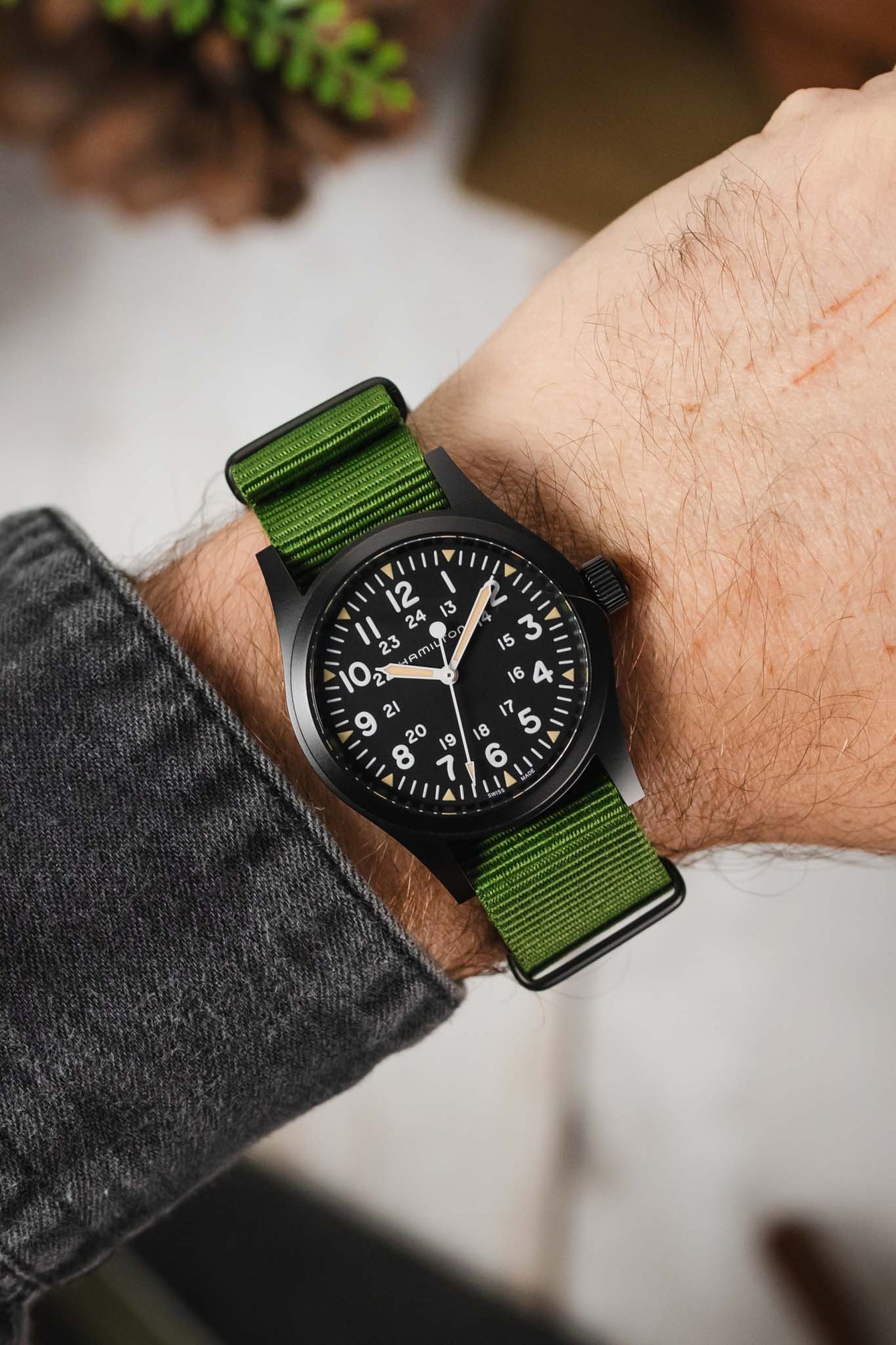 Nylon Watch Strap in GREEN with PVD Buckle and Keepers