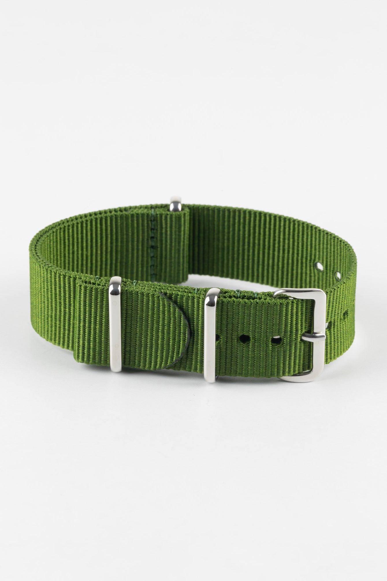 Nylon Watch Strap in GREEN with Polished Buckle and Keepers