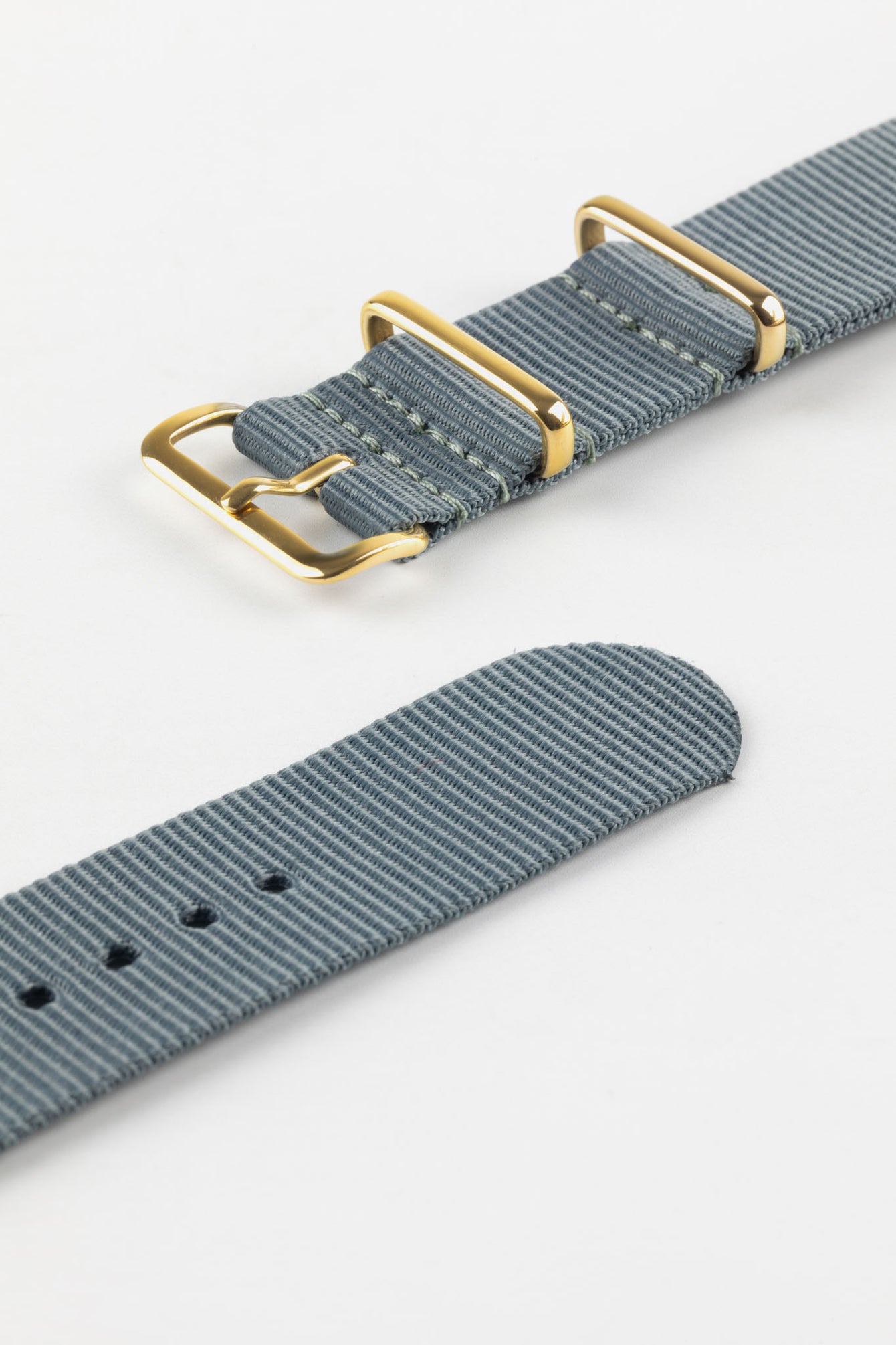 Nylon Watch Strap in GREY with Gold Buckle and Keepers