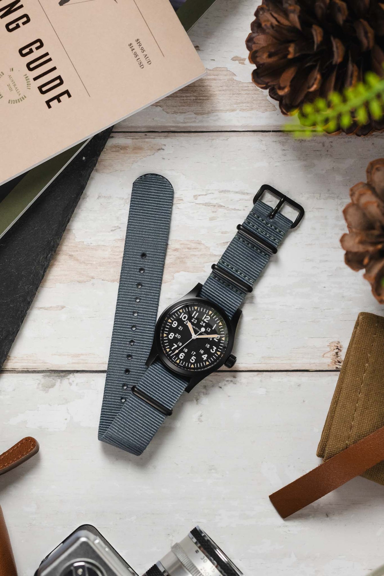 Nylon Watch Strap in GREY with PVD Buckle and Keepers