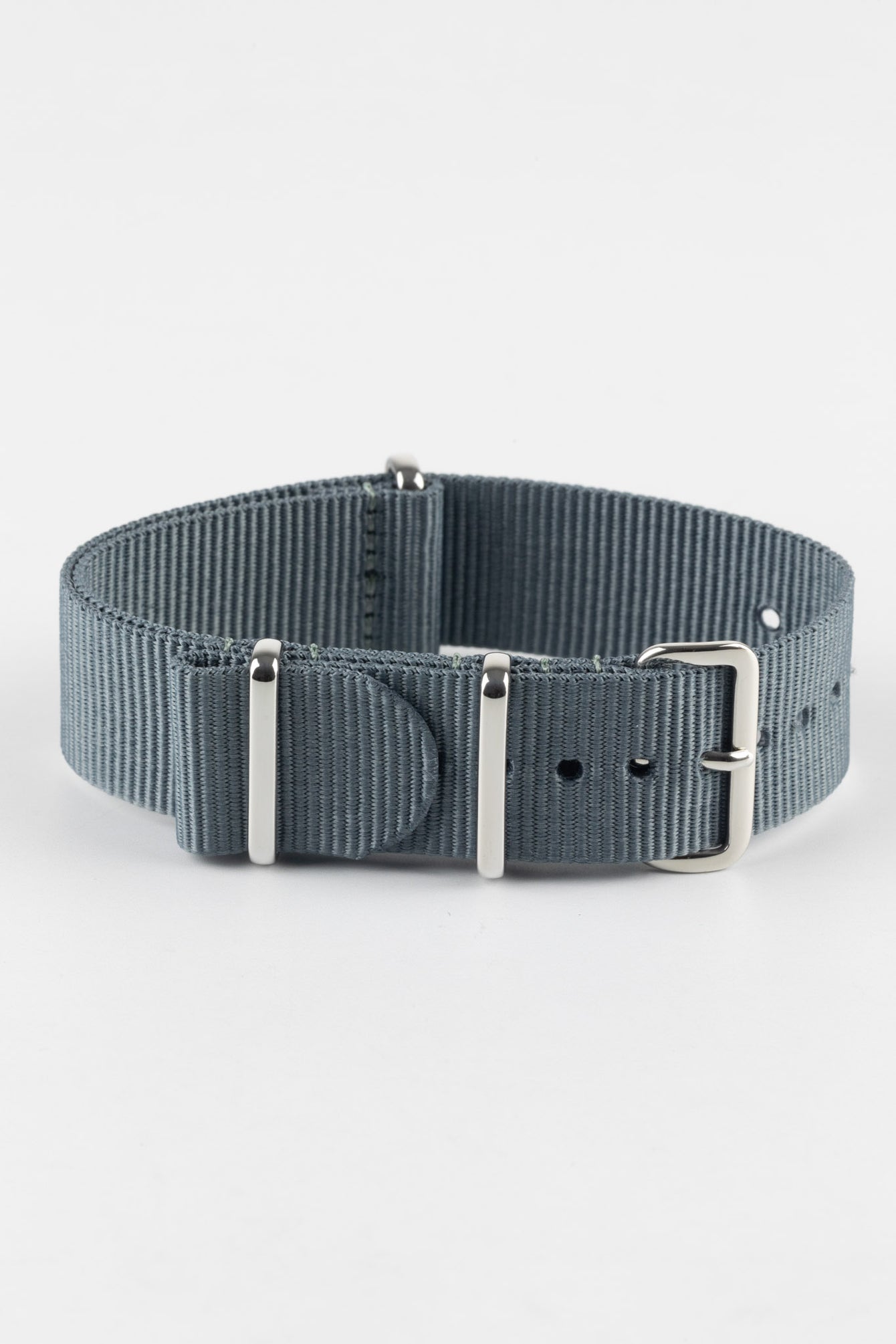 Nylon Watch Strap in GREY with Polished Buckle and Keepers