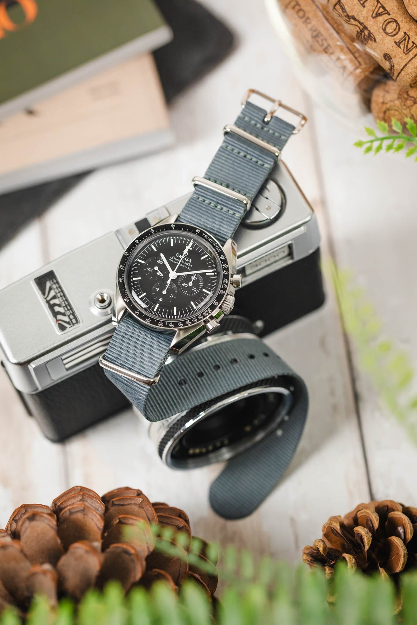 Nylon Watch Strap in GREY with Polished Buckle and Keepers