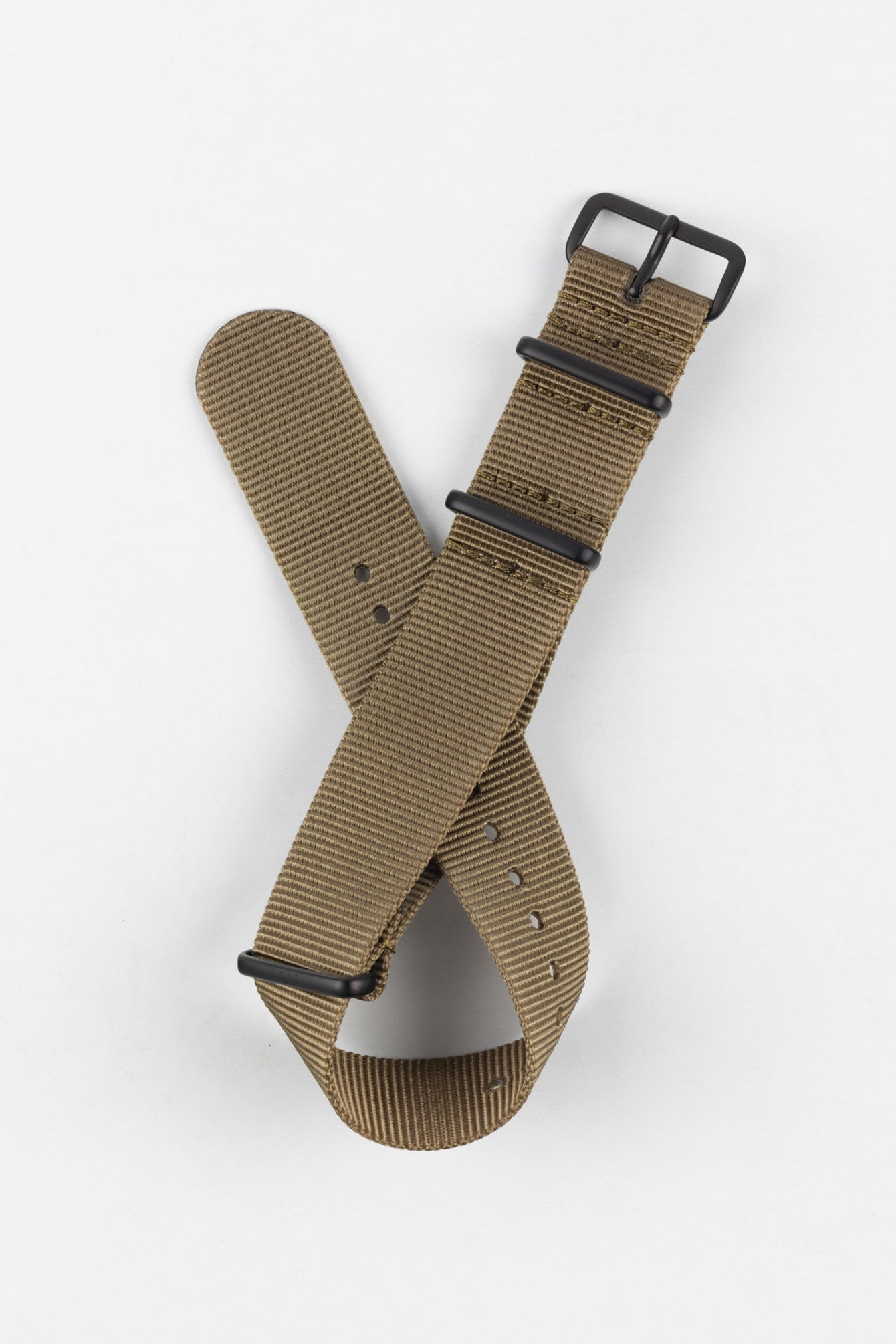 Nylon Watch Strap in KHAKI with PVD Buckle and Keepers