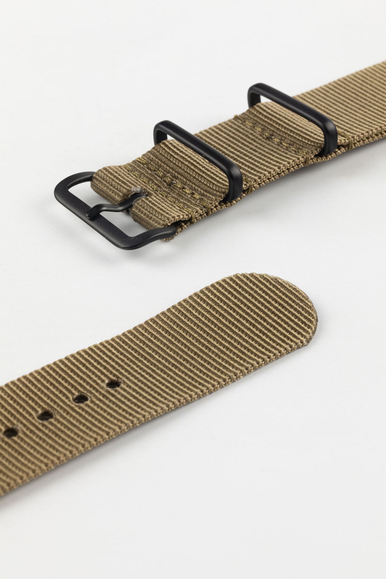 Nylon Watch Strap in KHAKI with PVD Buckle and Keepers