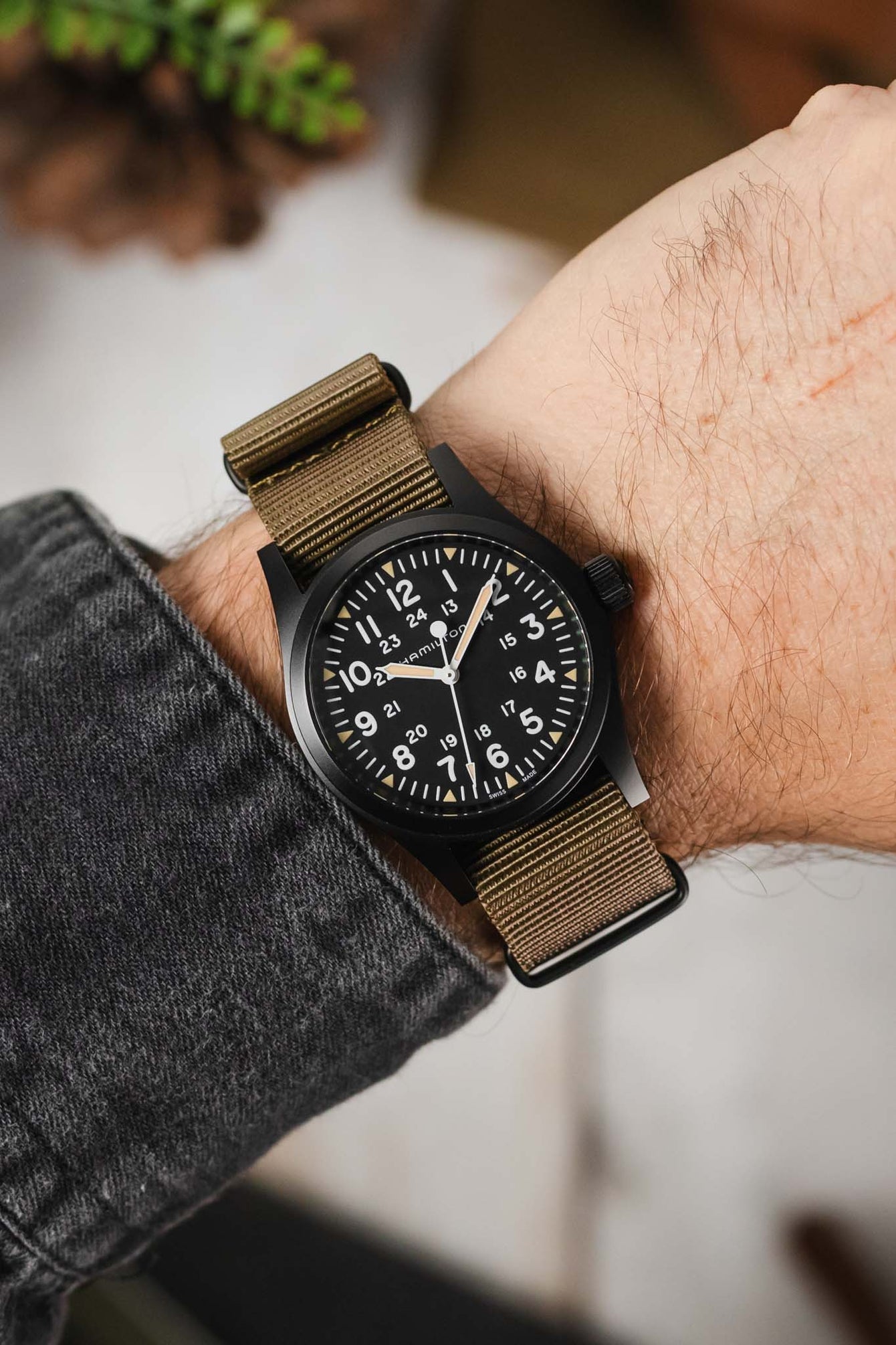 Nylon Watch Strap in KHAKI with PVD Buckle and Keepers