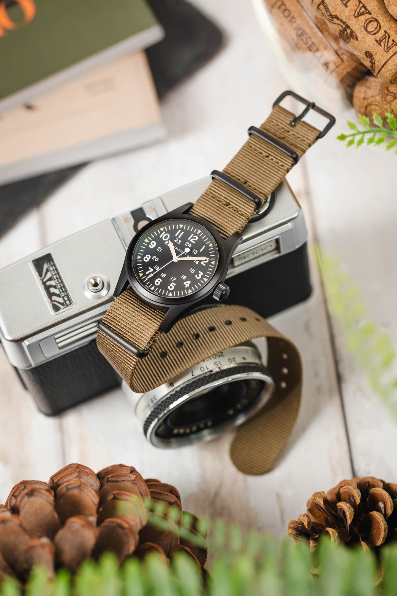 Nylon Watch Strap in KHAKI with PVD Buckle and Keepers