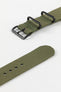 Nylon Watch Strap in OLIVE GREEN with PVD Buckle & Keepers