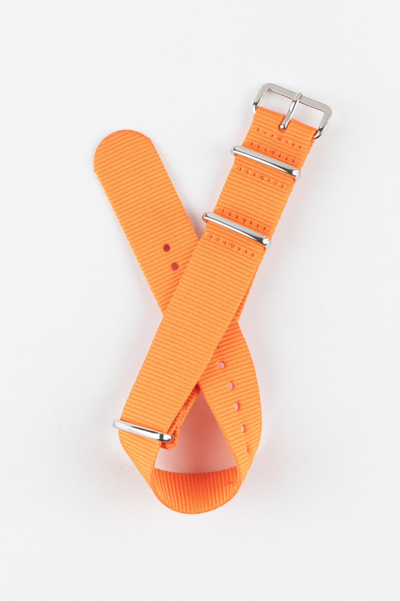 Nylon Watch Strap in ORANGE with Polished Buckle and Keepers