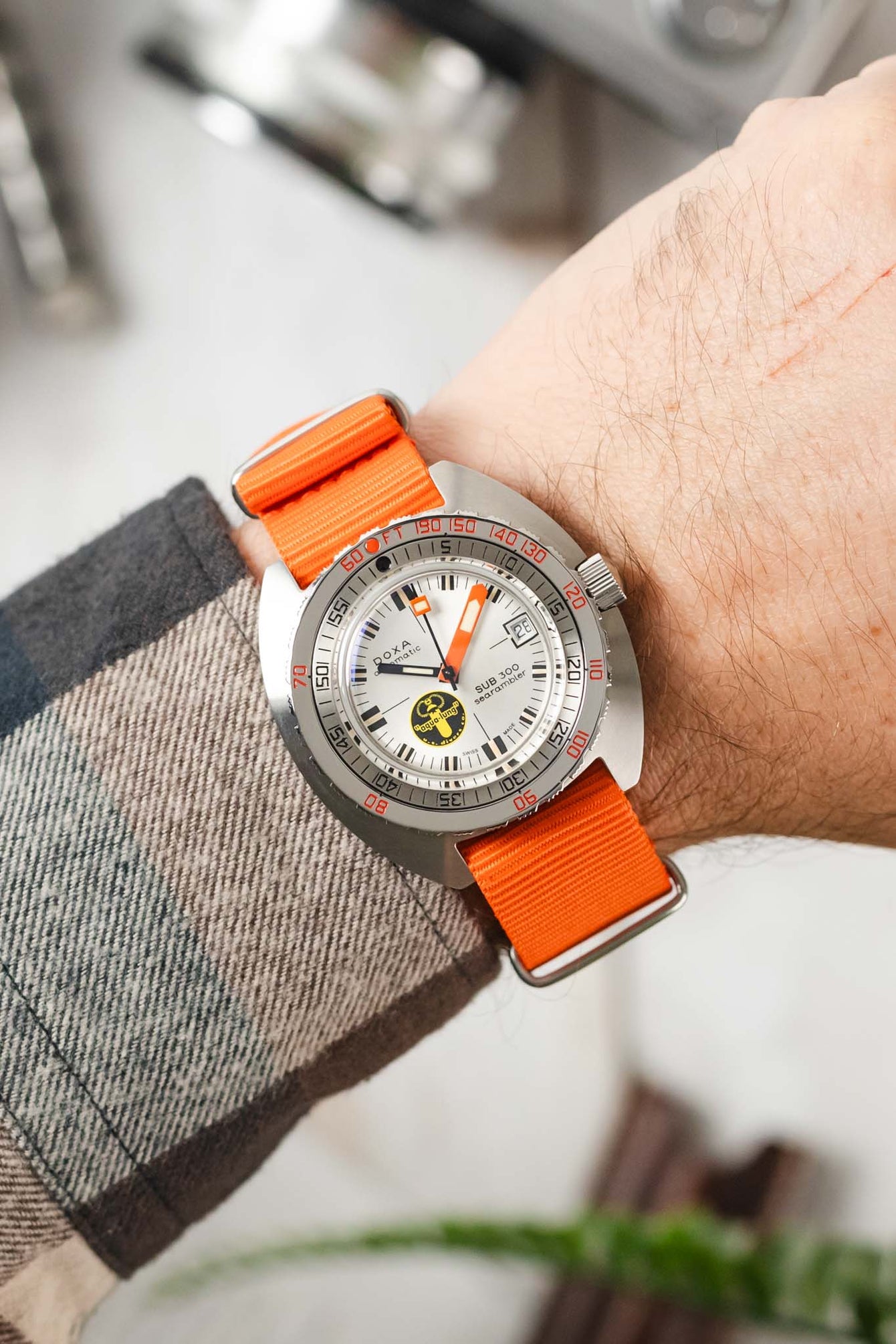 Nylon Watch Strap in ORANGE with Polished Buckle and Keepers