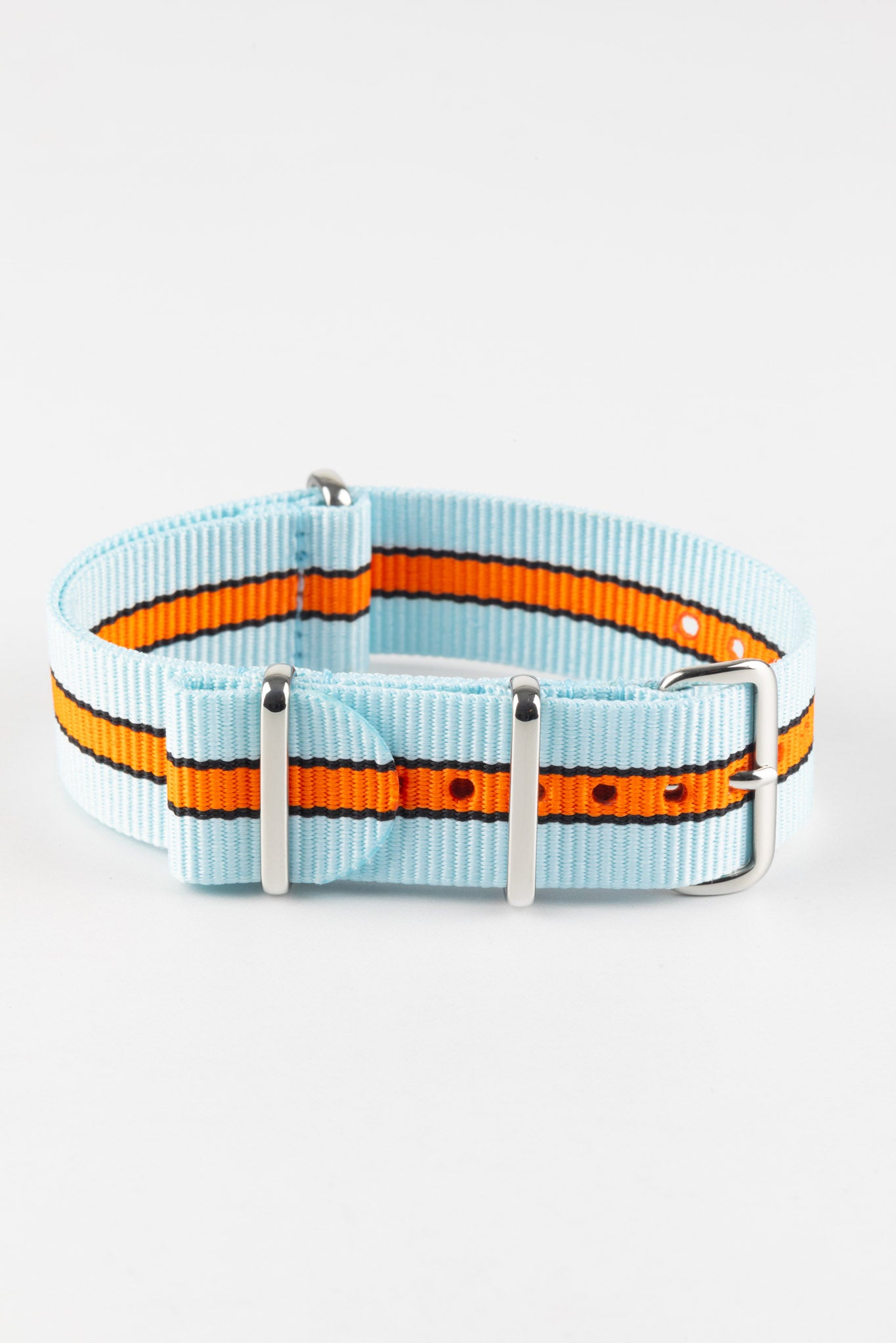 Nylon Striped Nylon Watch Strap in PALE BLUE ORANGE Watch