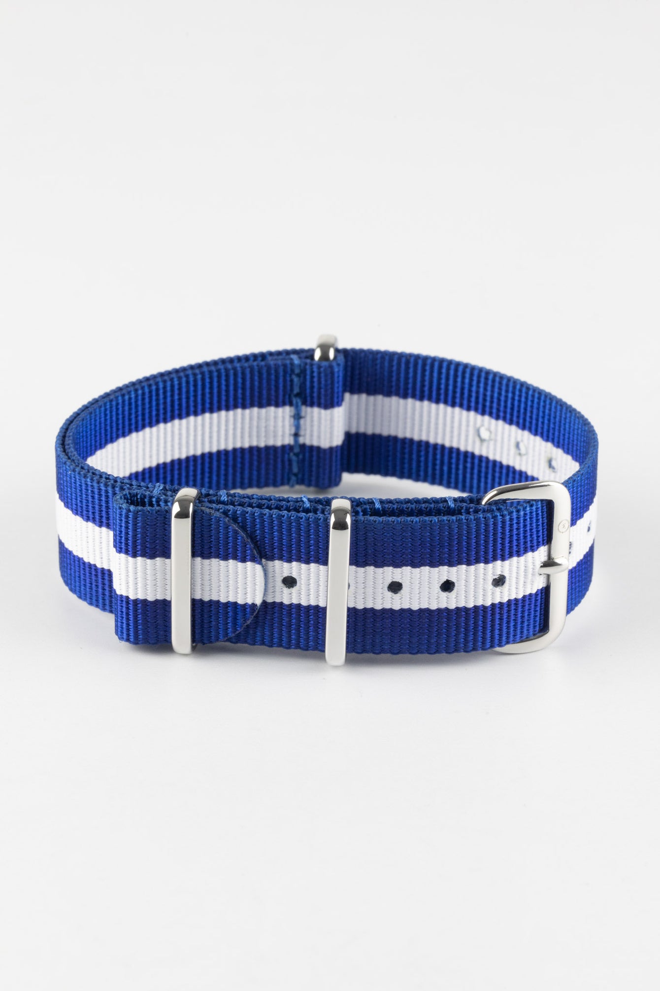 Nylon Watch Strap in ROYAL BLUE with WHITE Stripe