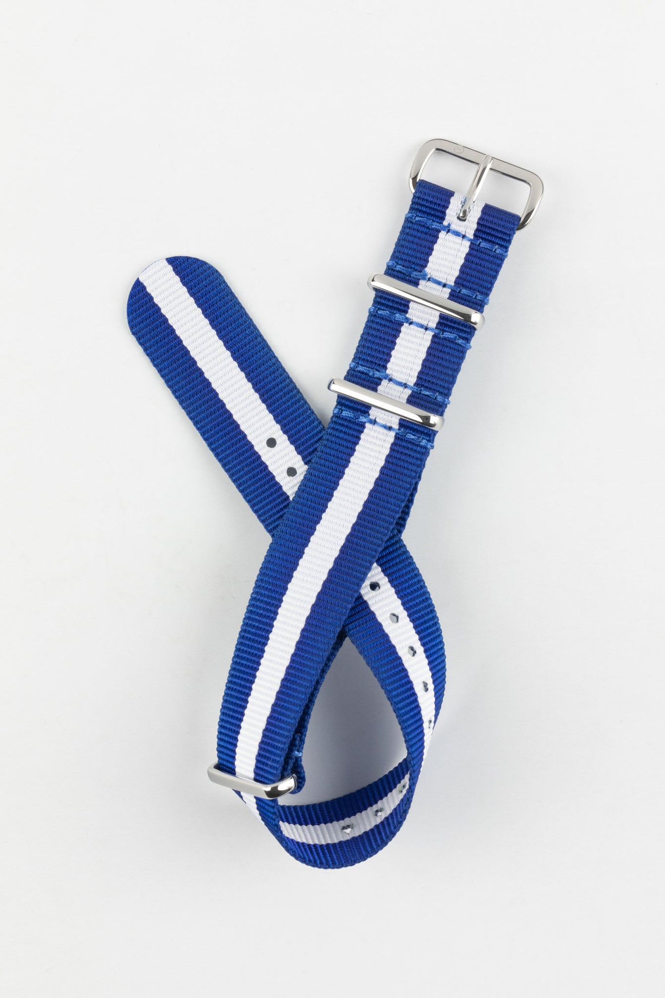 Nylon Watch Strap in ROYAL BLUE with WHITE Stripe