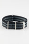 Premium Nylon Watch Strap in BLACK & GREY with Brushed Hardware