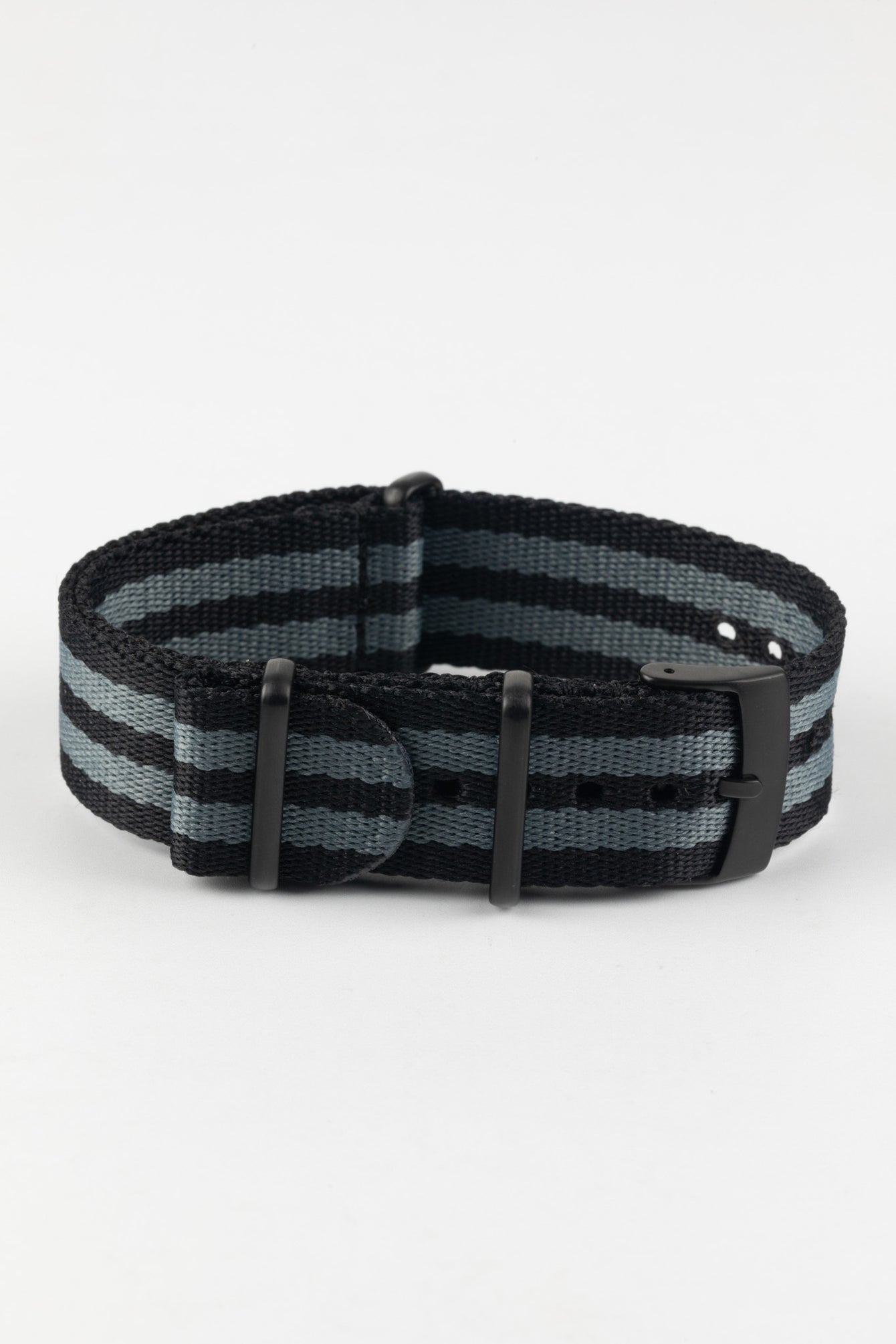 Premium Nylon Watch Strap in BLACK & GREY with Black PVD Hardware