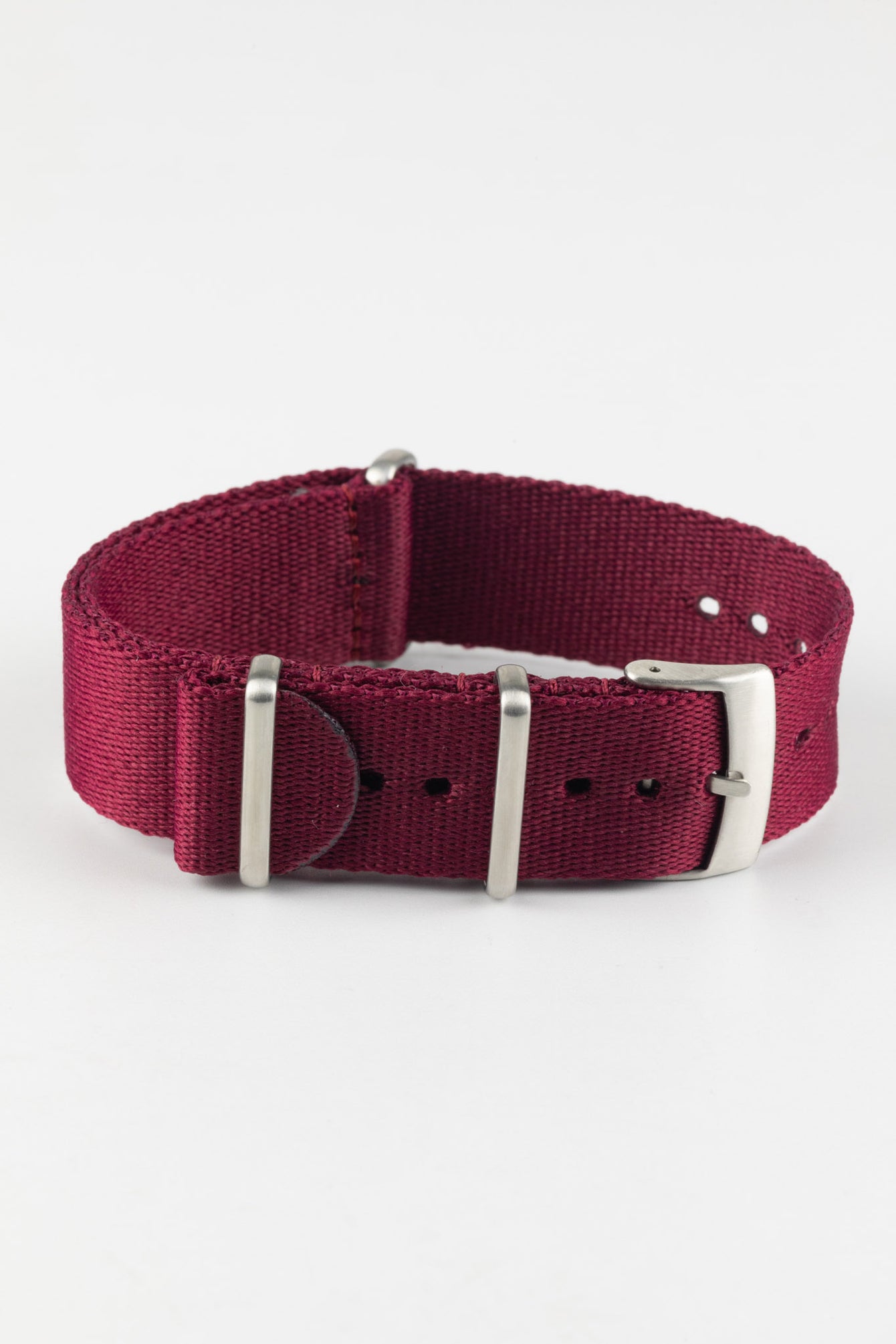 Premium Nylon Watch Strap in BURGUNDY with Brushed Hardware