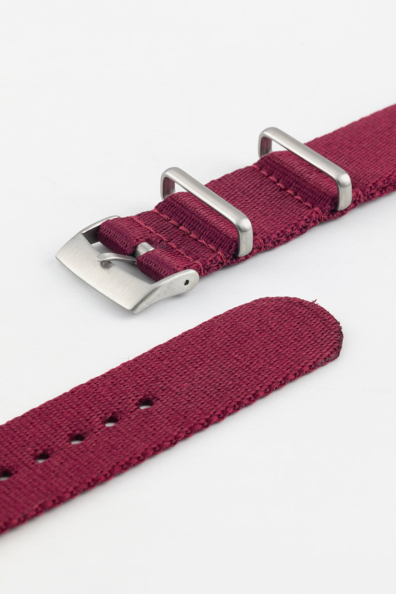 Premium Nylon Watch Strap in BURGUNDY with Brushed Hardware