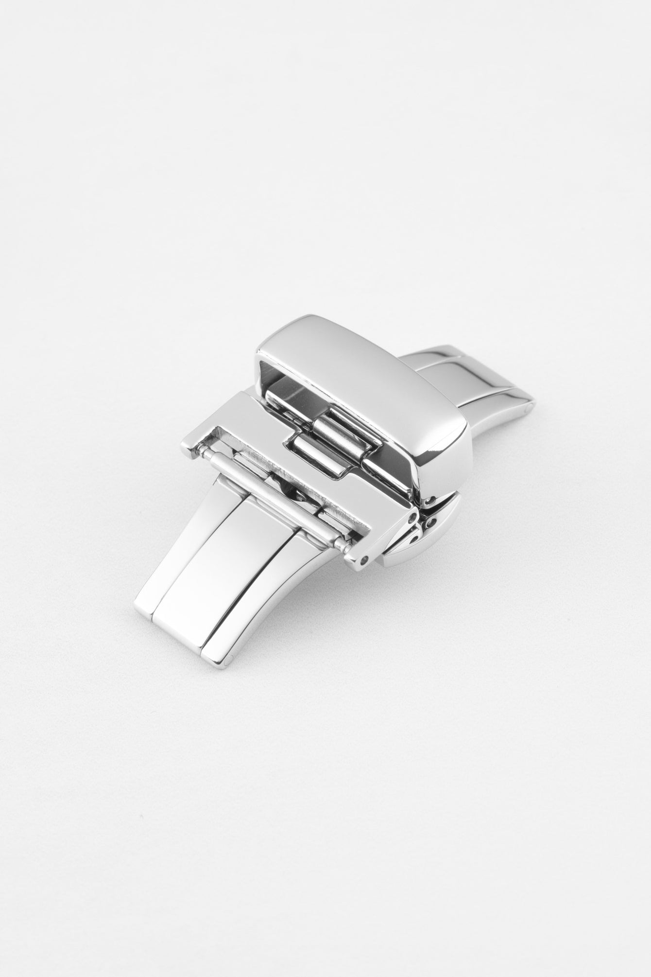 PUSH-BUTTON Deployment Clasp in POLISHED SILVER