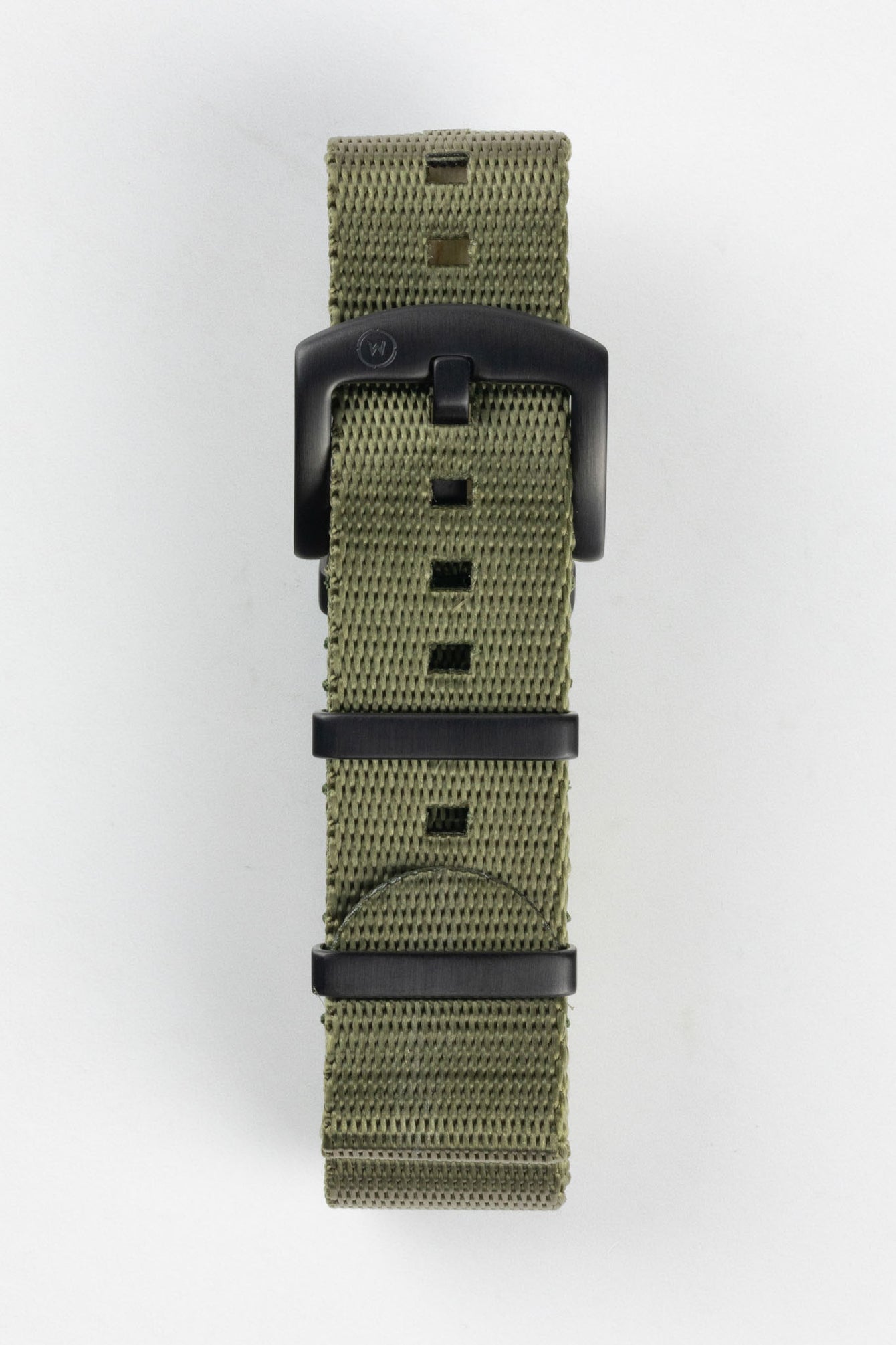 Seatbelt Nylon Watch Strap in ARMY GREEN with BLACK PVD Hardware