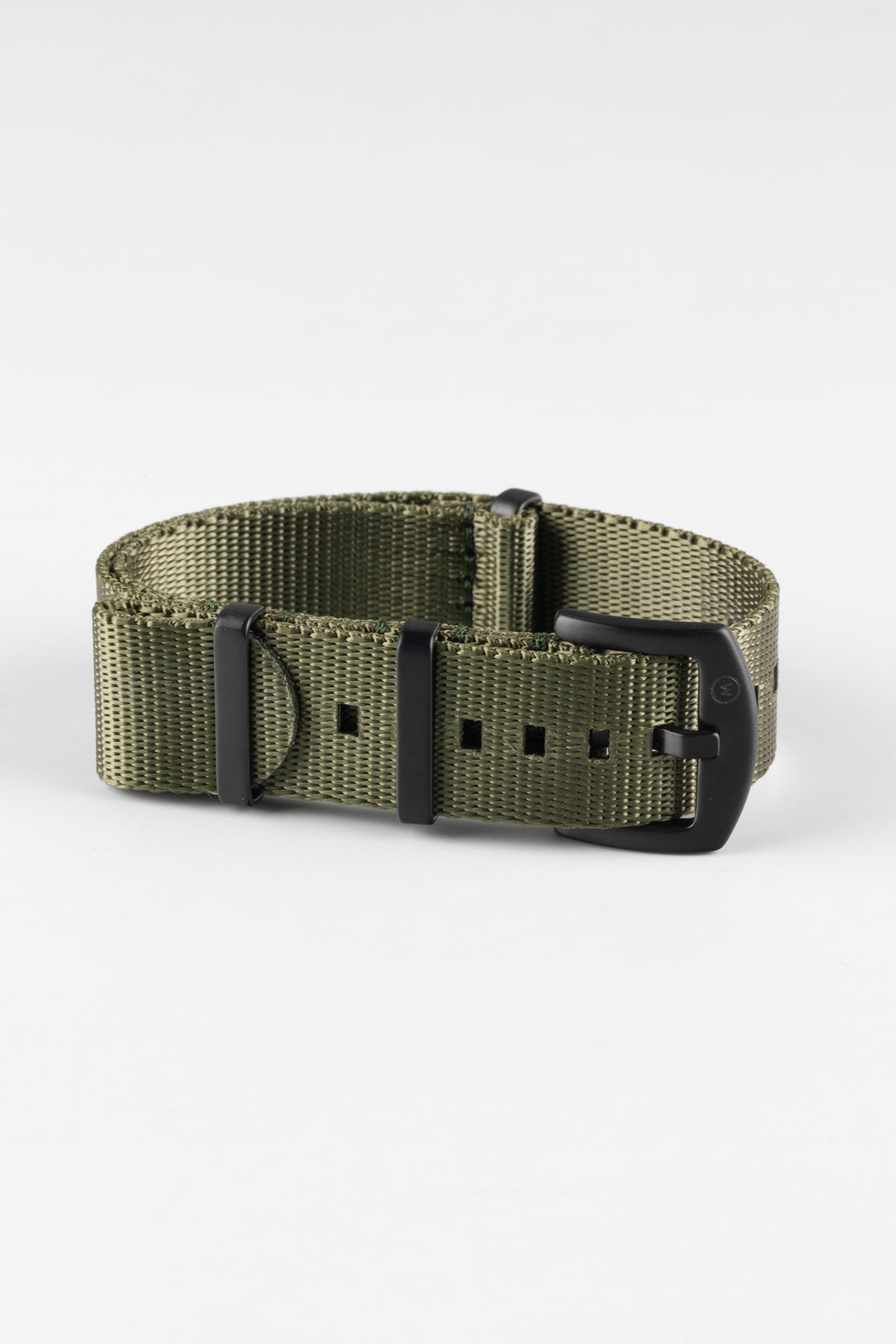 Seatbelt Nylon Watch Strap in ARMY GREEN with BLACK PVD Hardware